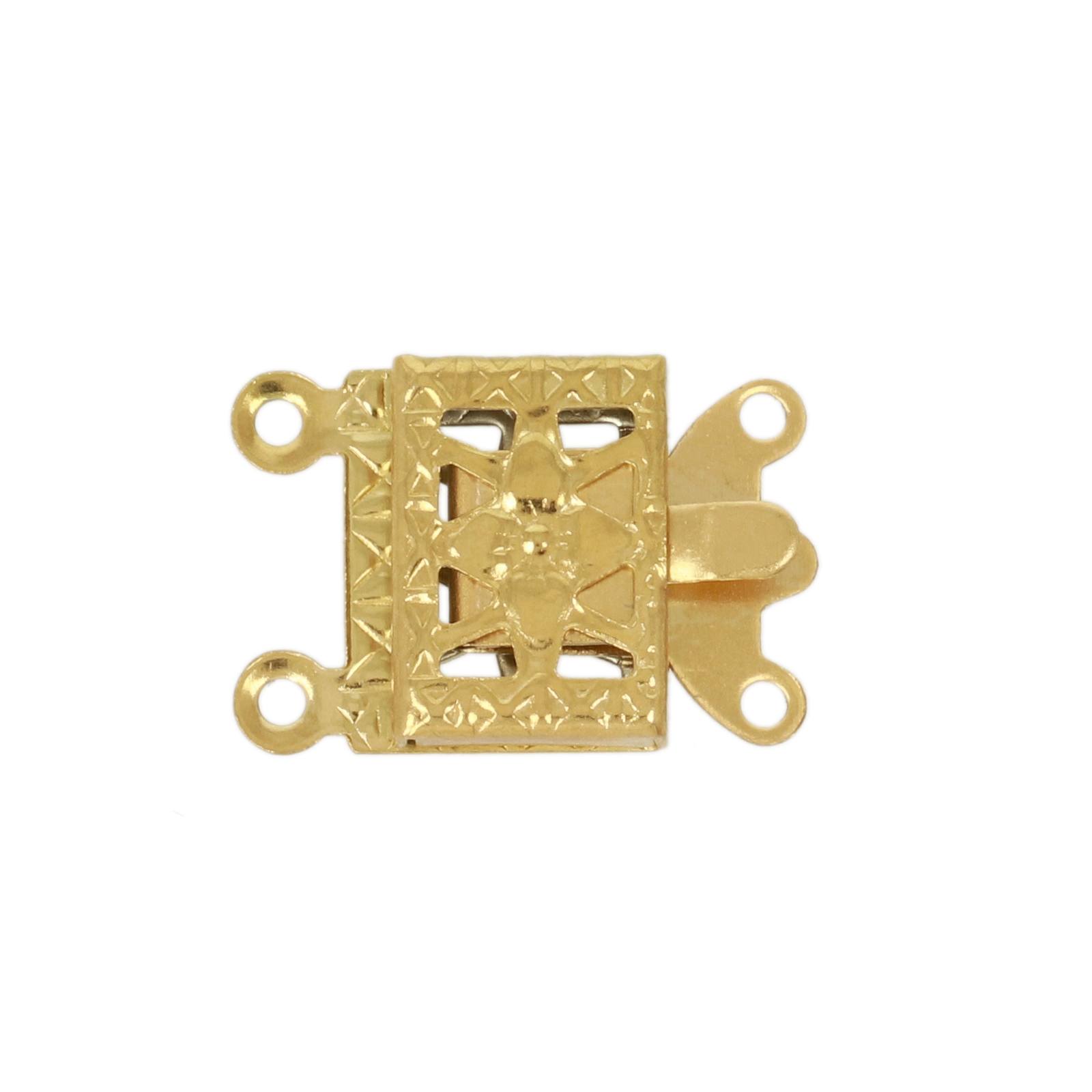gold plated stainless steel 2 strand box clasp 15x10mm | 4pc