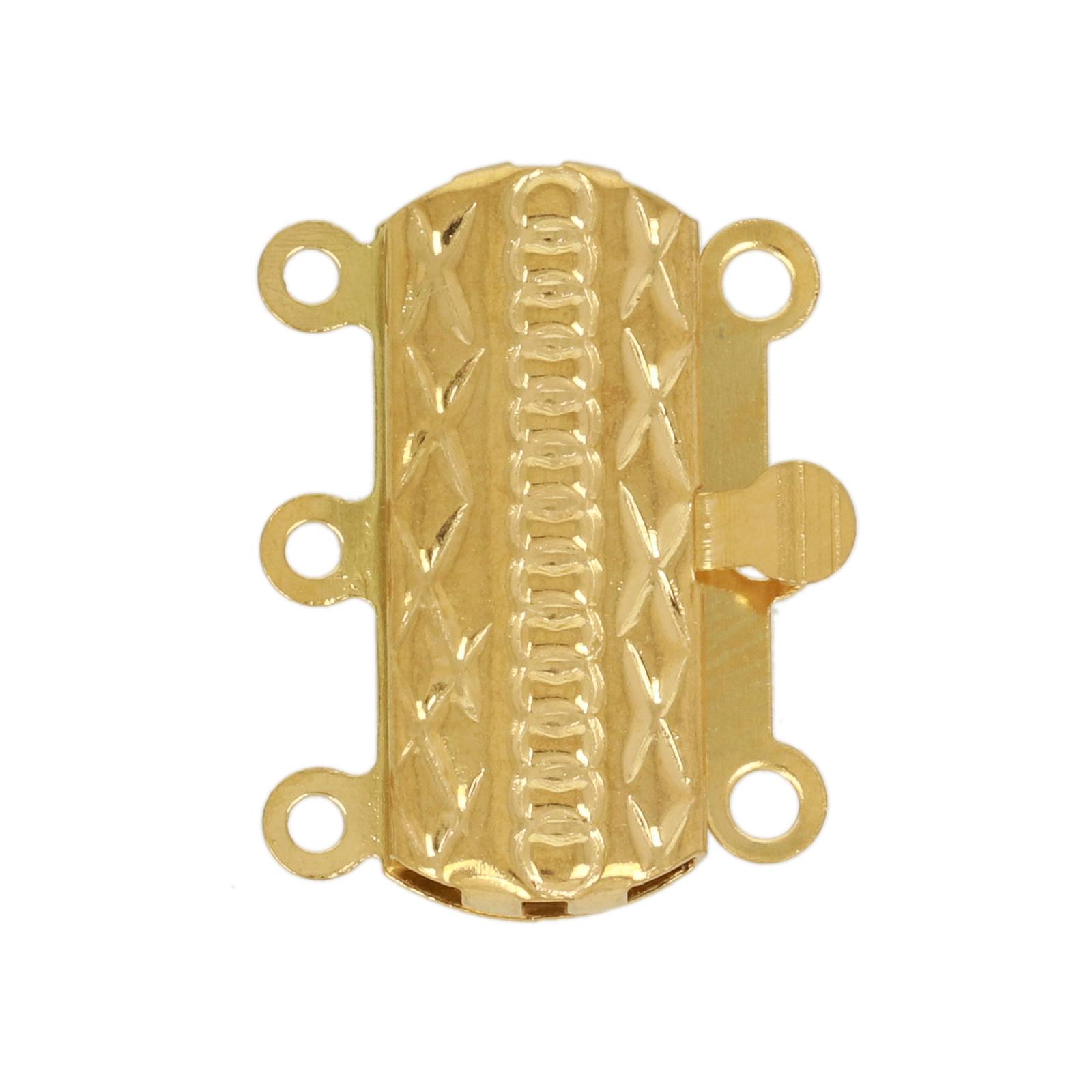 gold plated stainless steel 3 strand box clasp 19x14mm | 4pc