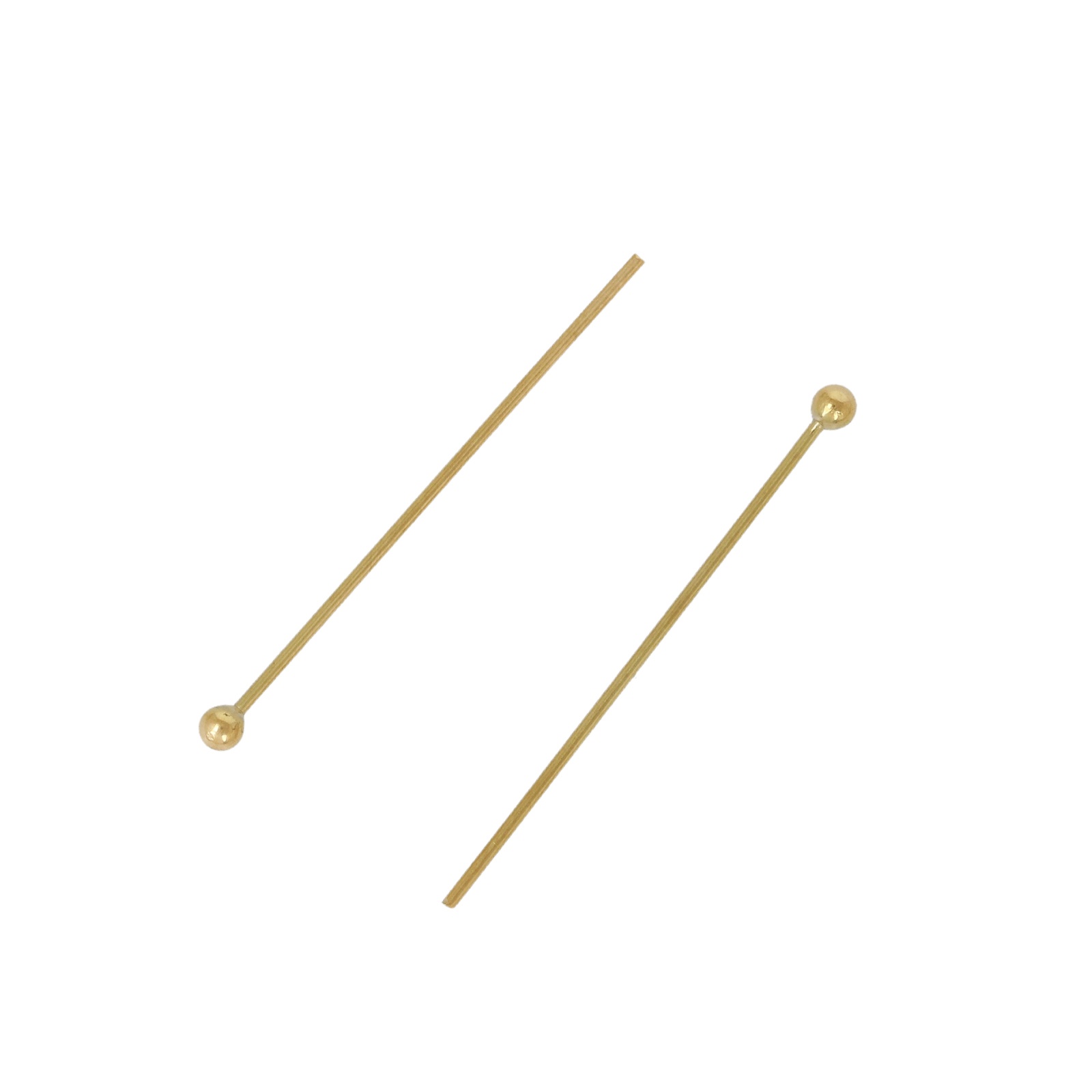 gold plated stainless steel ball end headpin 30mm - wire 0,7mm | 10pc