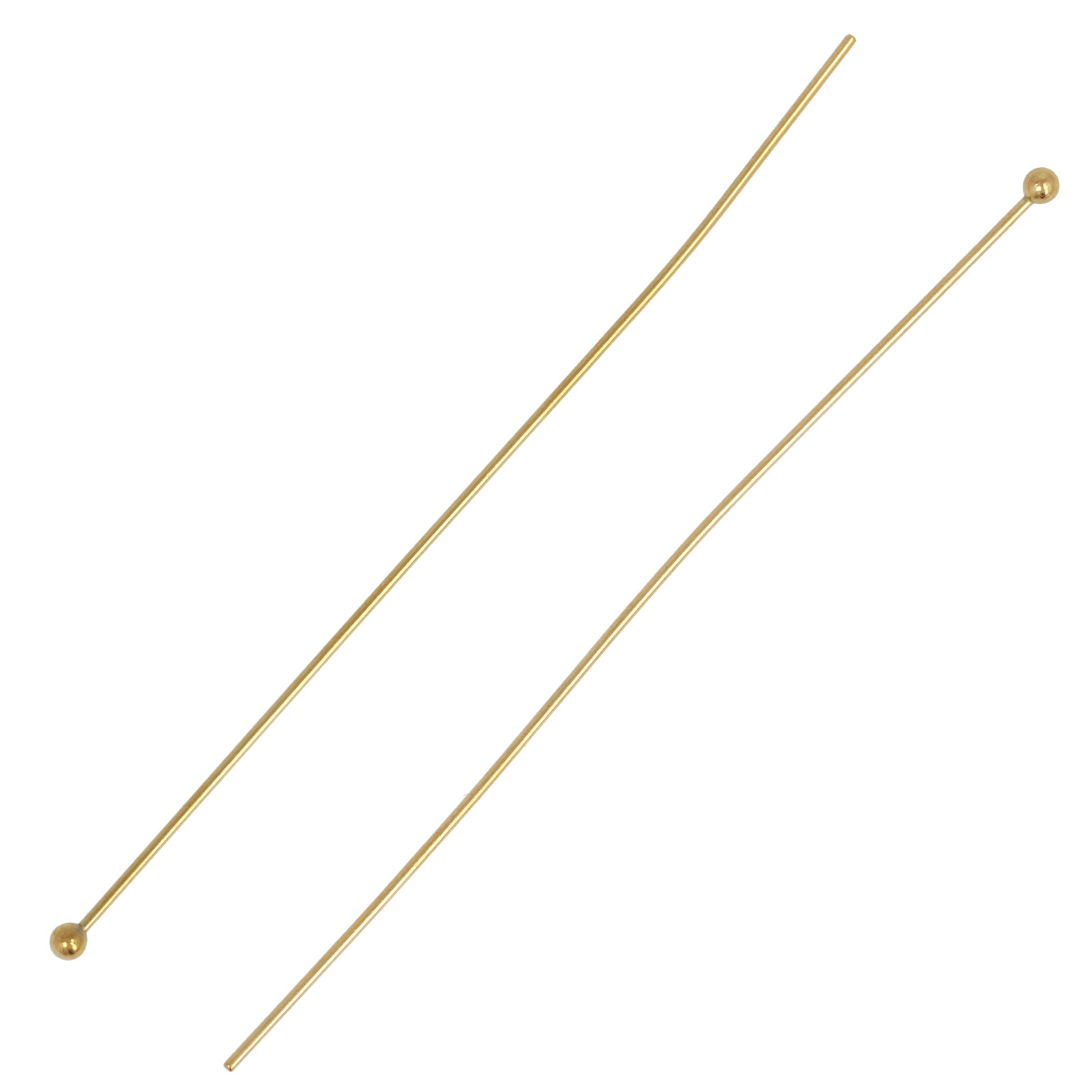 gold plated stainless steel ball end headpin 70mm - wire 0,7mm | 10pc