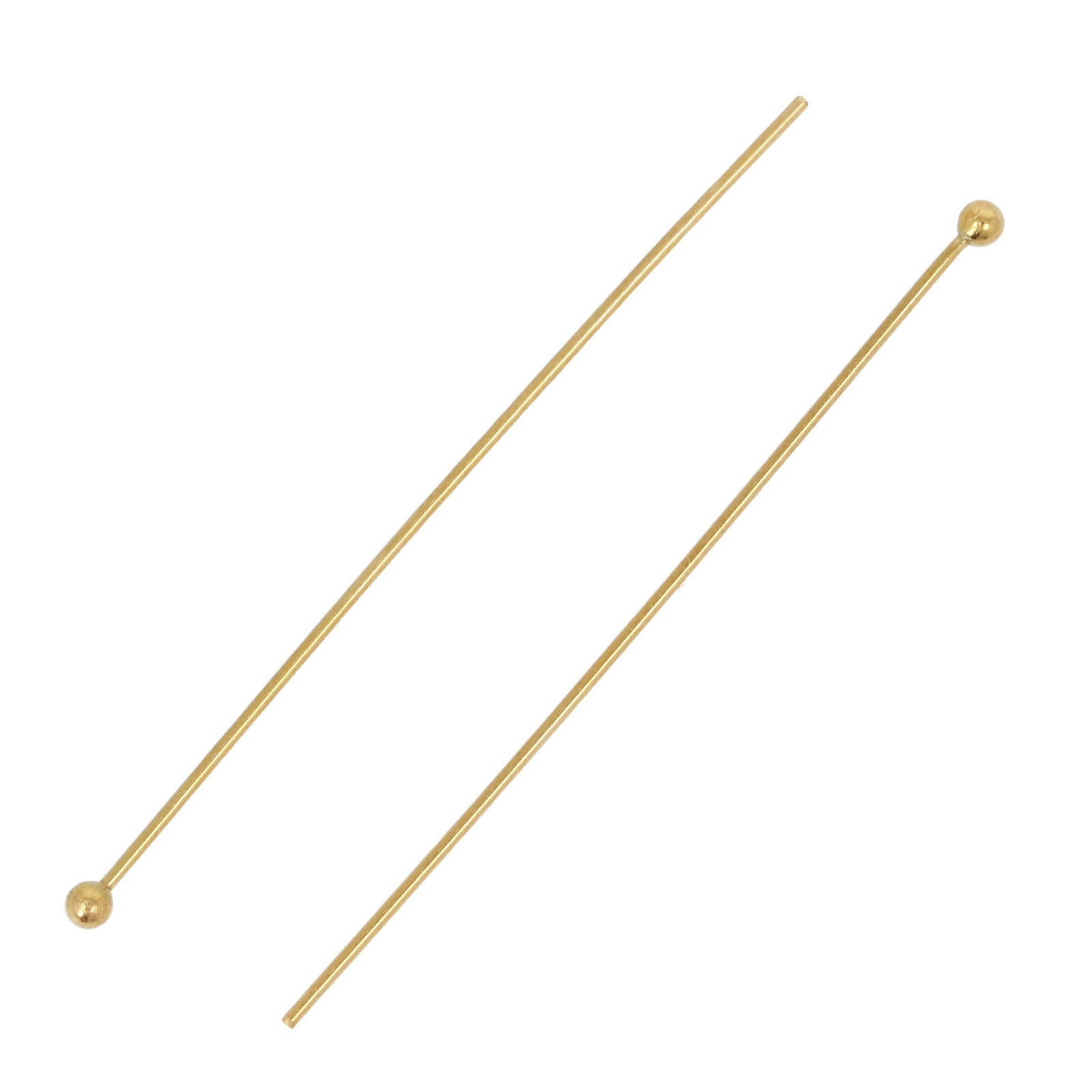 gold plated stainless steel ball end headpin 50mm - wire 0,7mm | 10pc