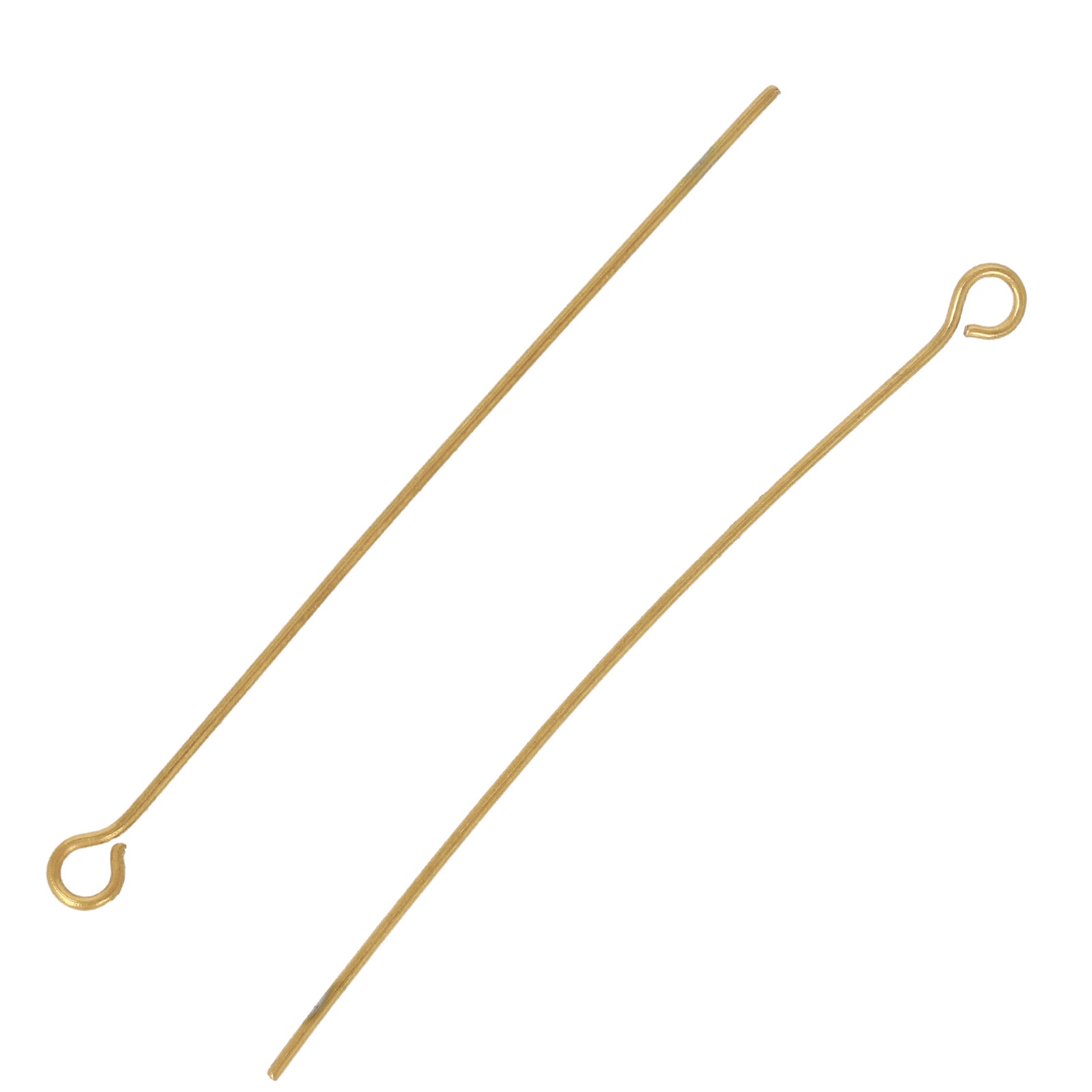 gold plated stainless steel eyepin 50mm - wire 0,70mm | 10pc