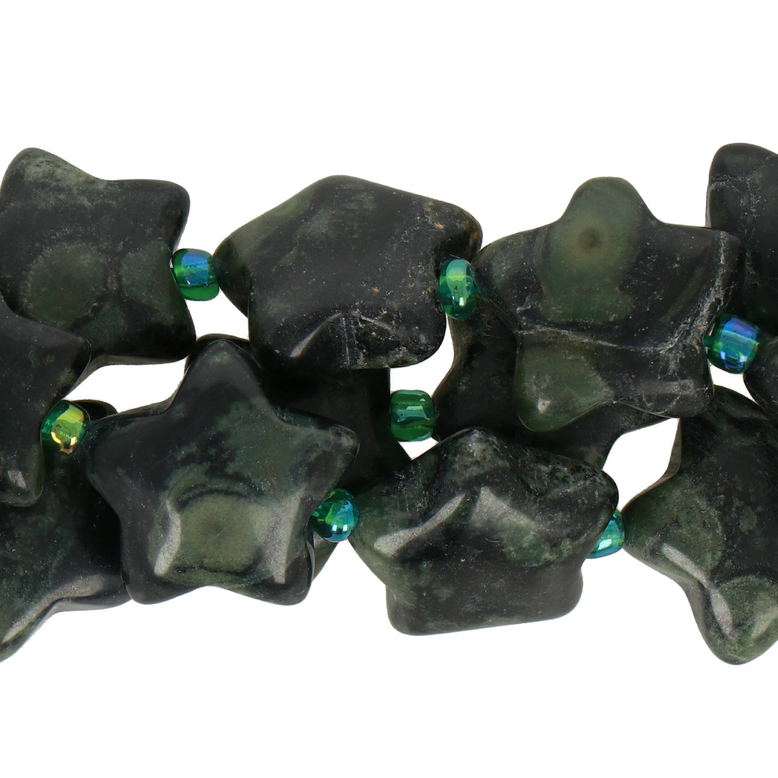 kambaba jasper star gemstone bead 15mm | 4pc