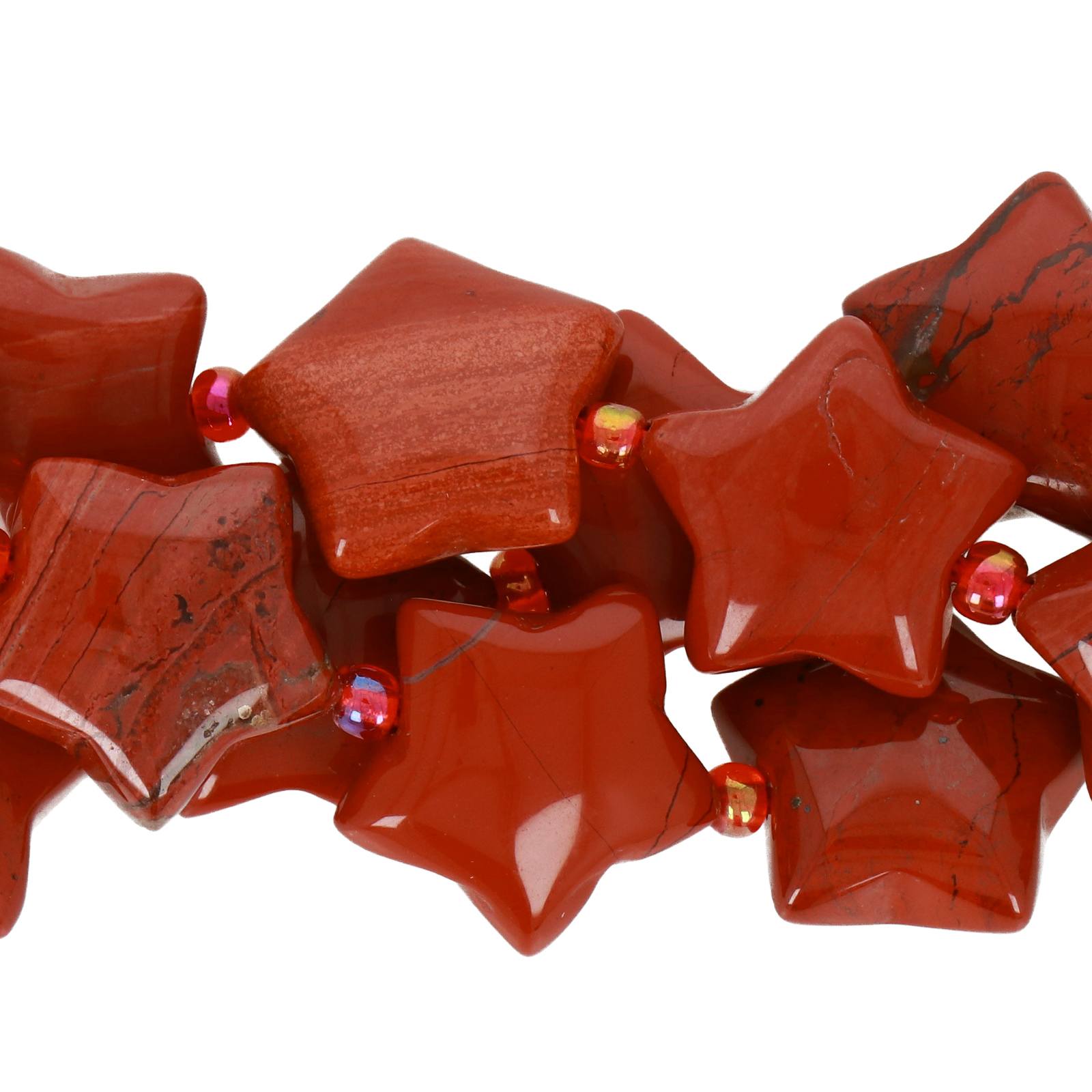 red jasper star gemstone bead 15mm | 4pc