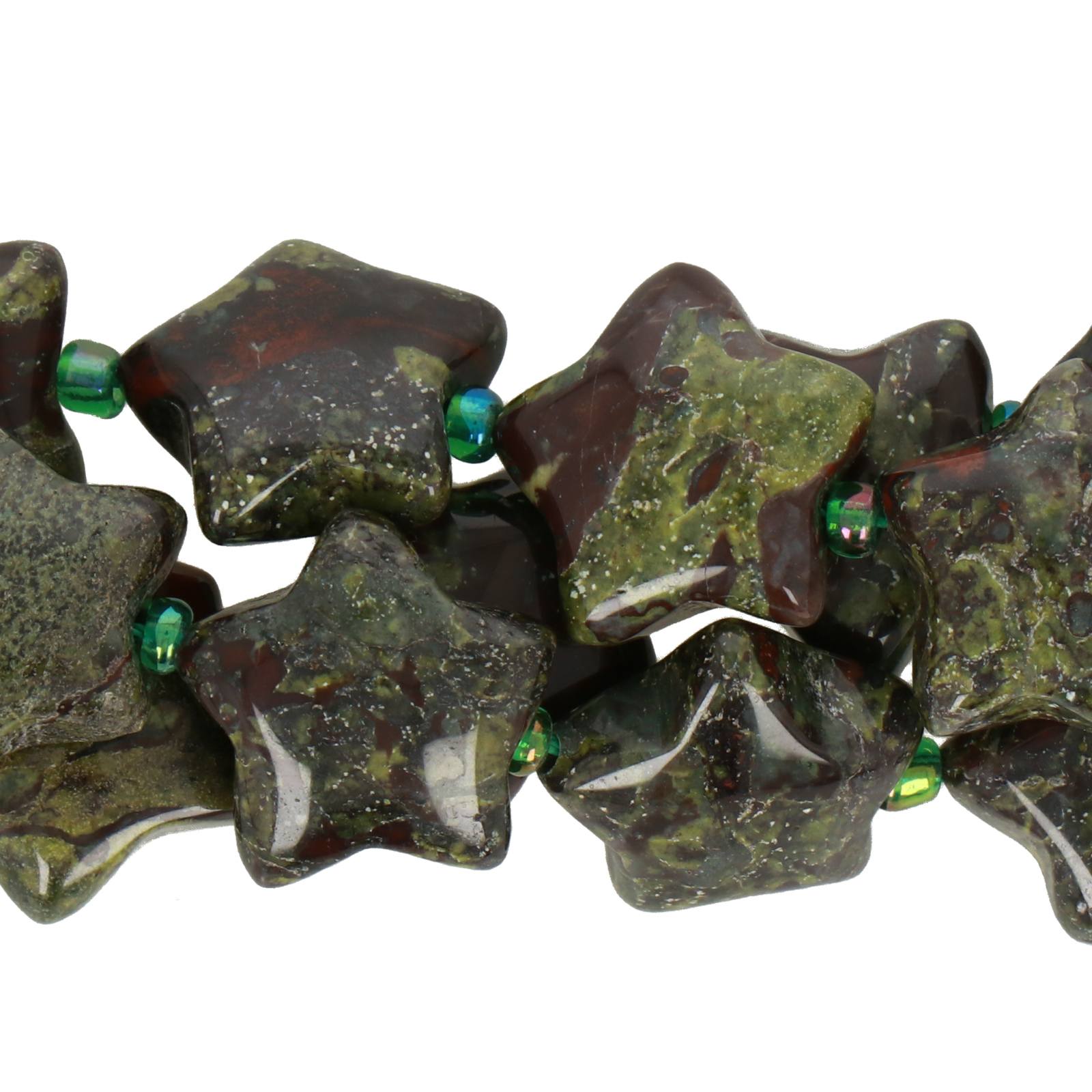 bloodstone star gemstone bead 15mm | 4pc