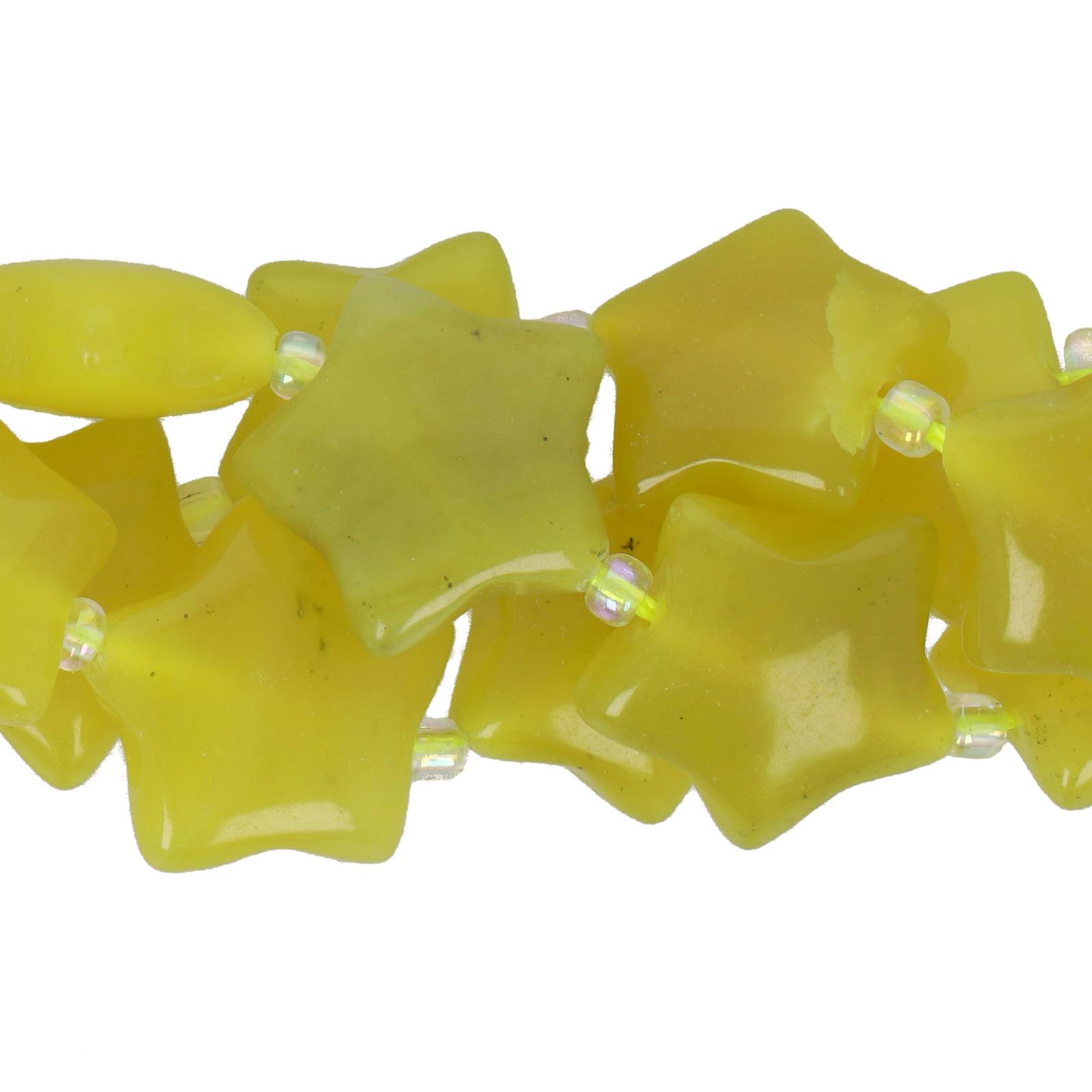 lemon jade star gemstone bead 15mm | 4pc