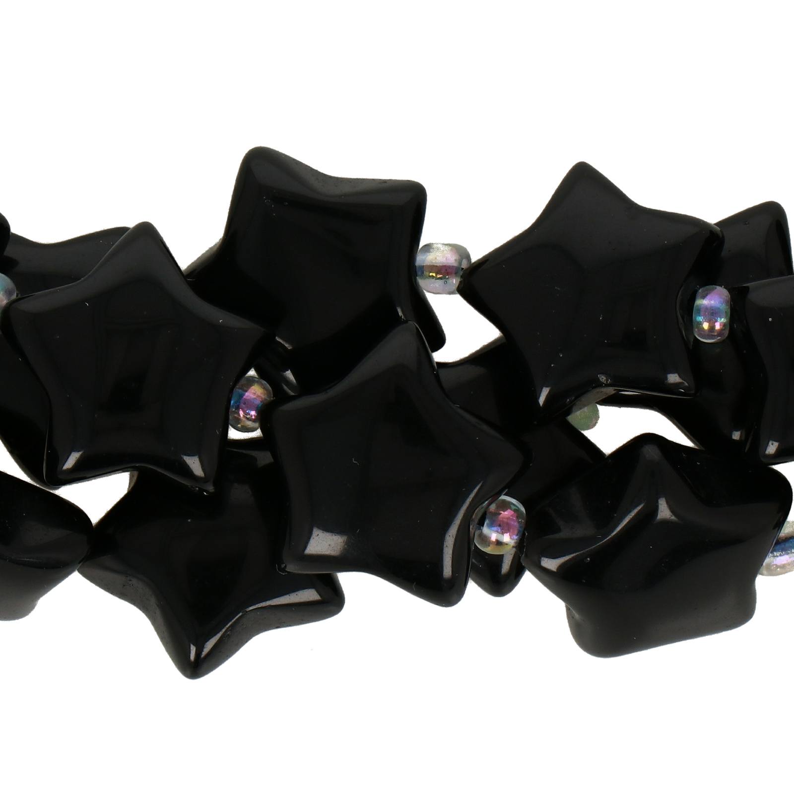obsidian star gemstone bead 15mm | 4pc