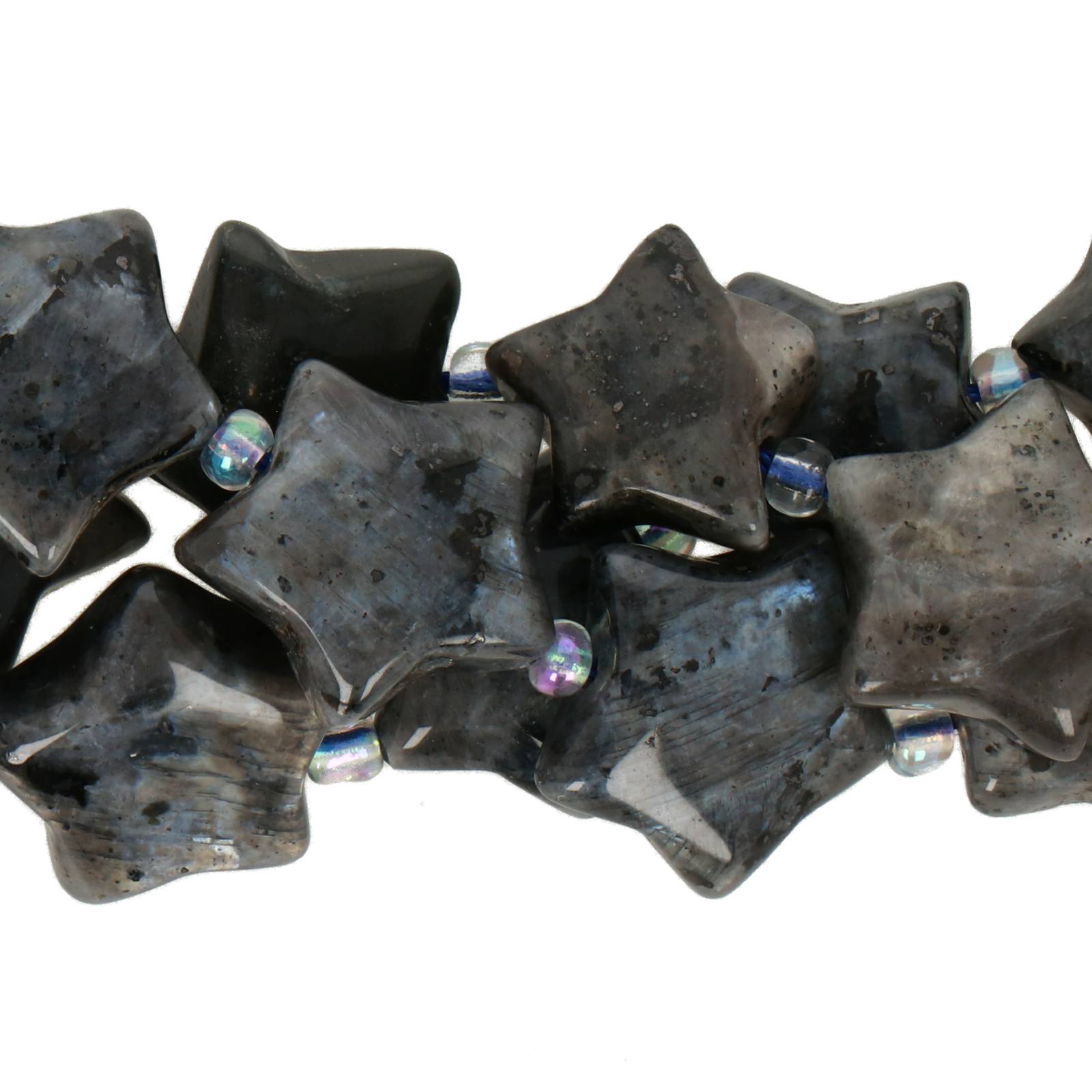 black labradorite star gemstone bead 15mm | 4pc