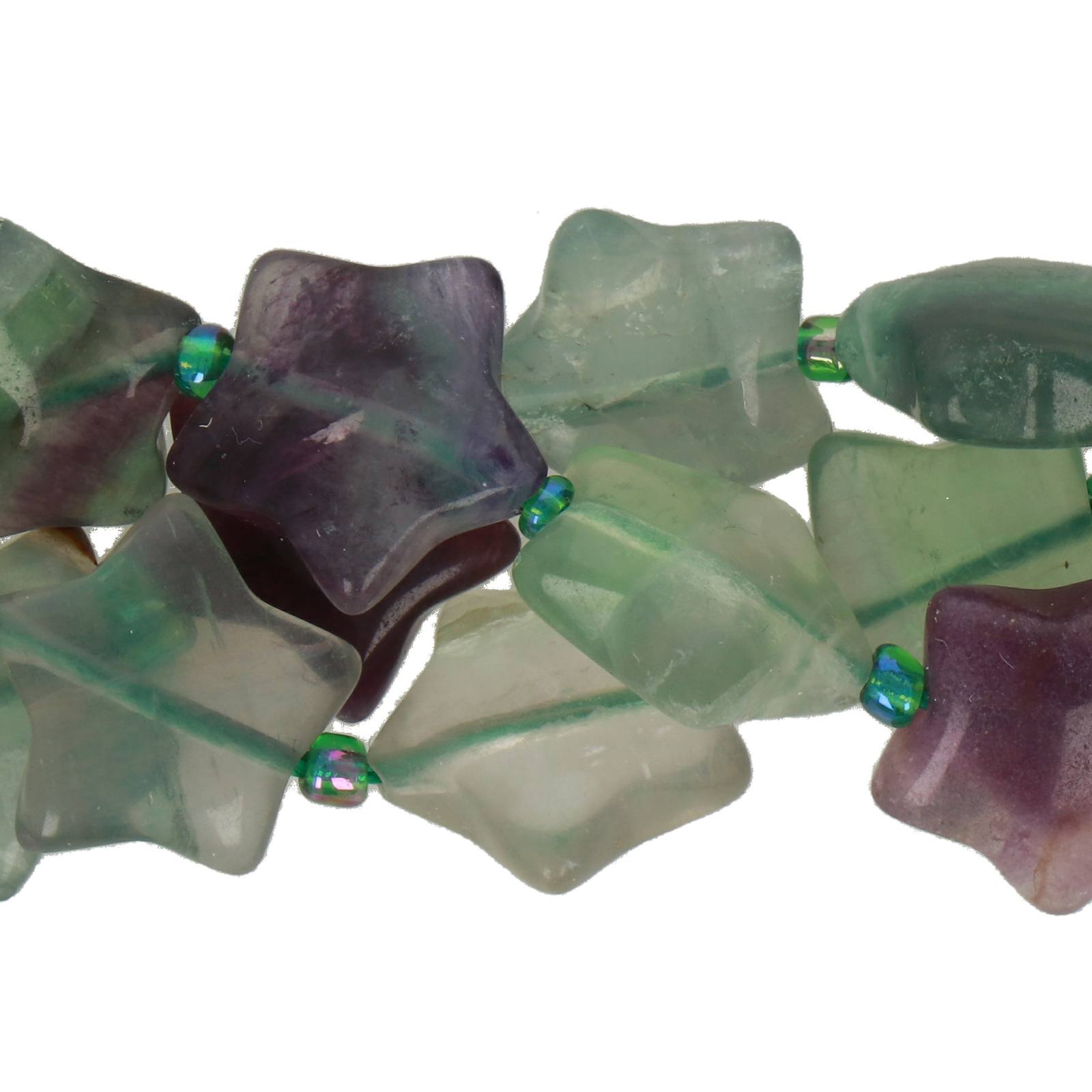 fluorit star gemstone bead 15mm | 4pc