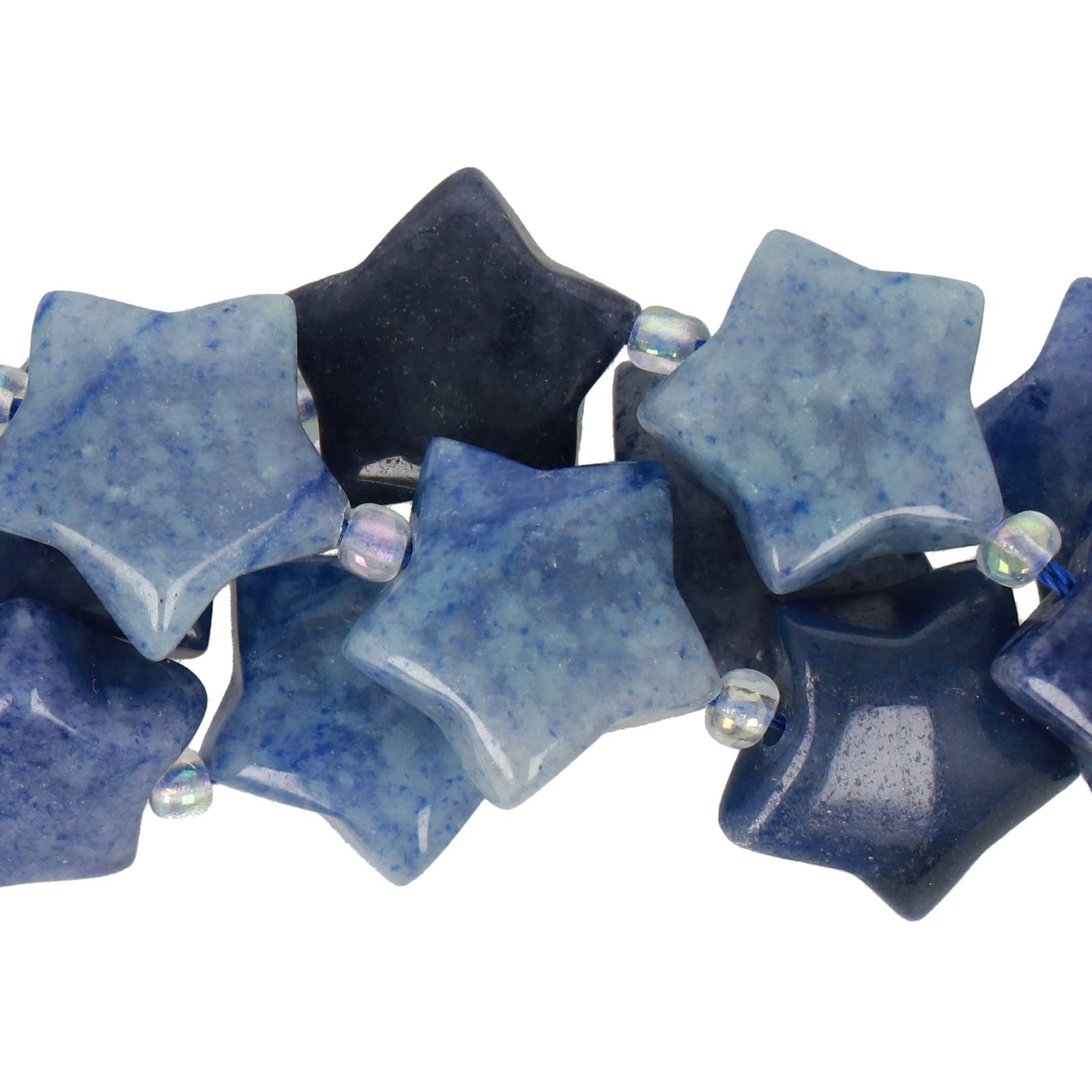 blue adventurine star gemstone bead 15mm | 4pc