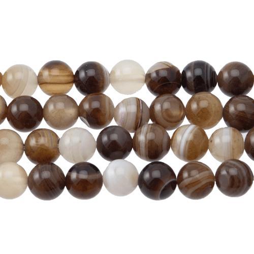 dyed lace agate brown smooth round 8mm | 15/16-inch strand