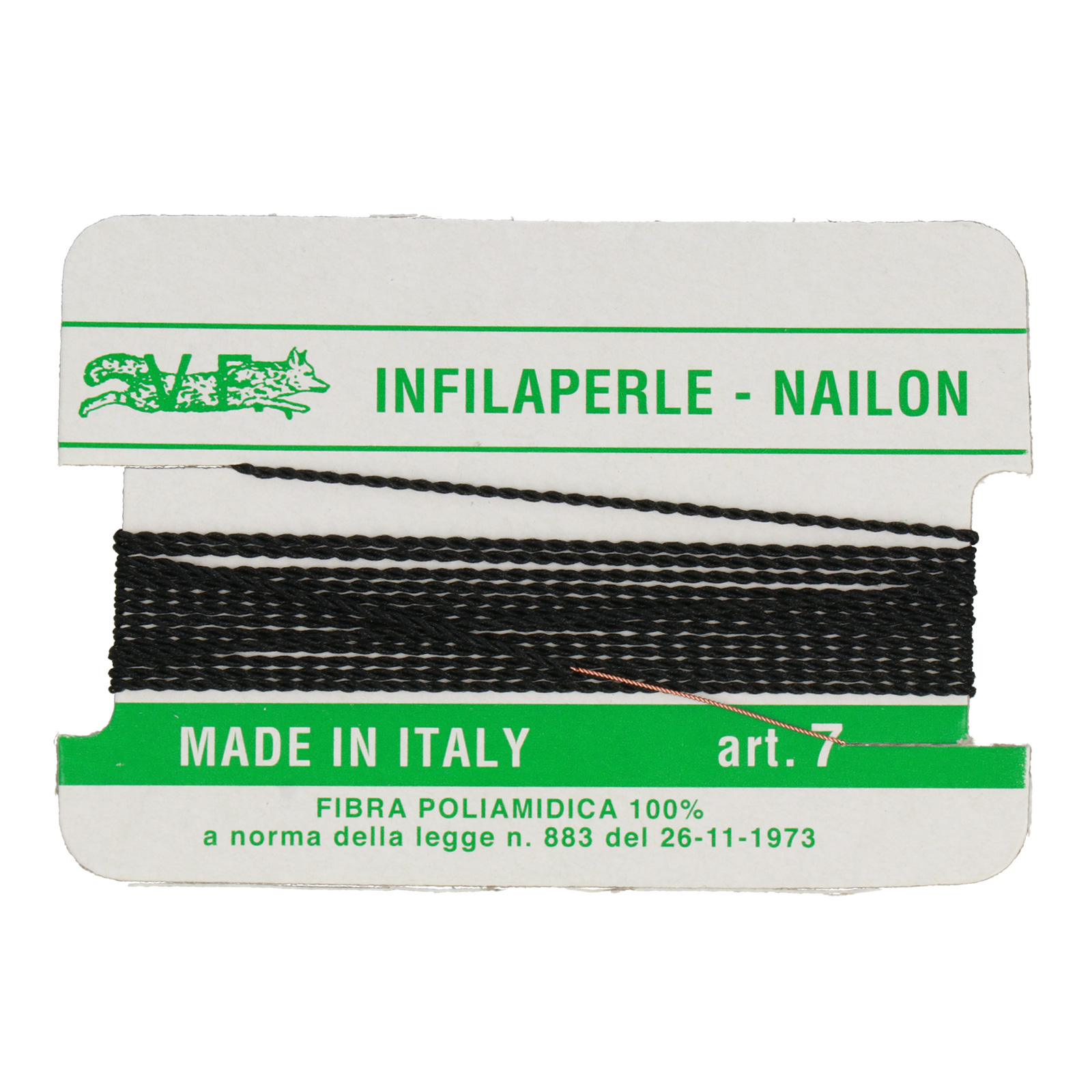 black nylon thread with needle - size 7 (diameter 0,9mm) - 2mt aprox. | 2pc