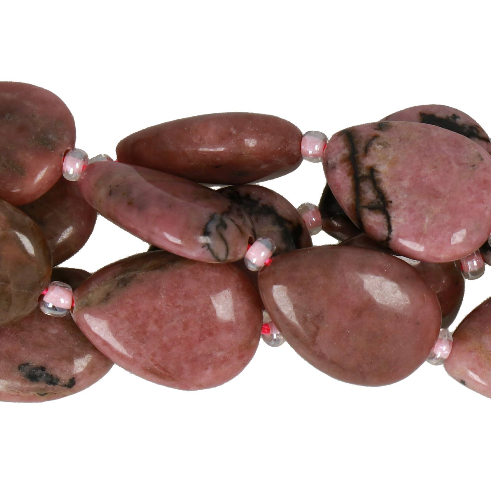 black lace rhodonite smooth drop 18x13mm | 4pc