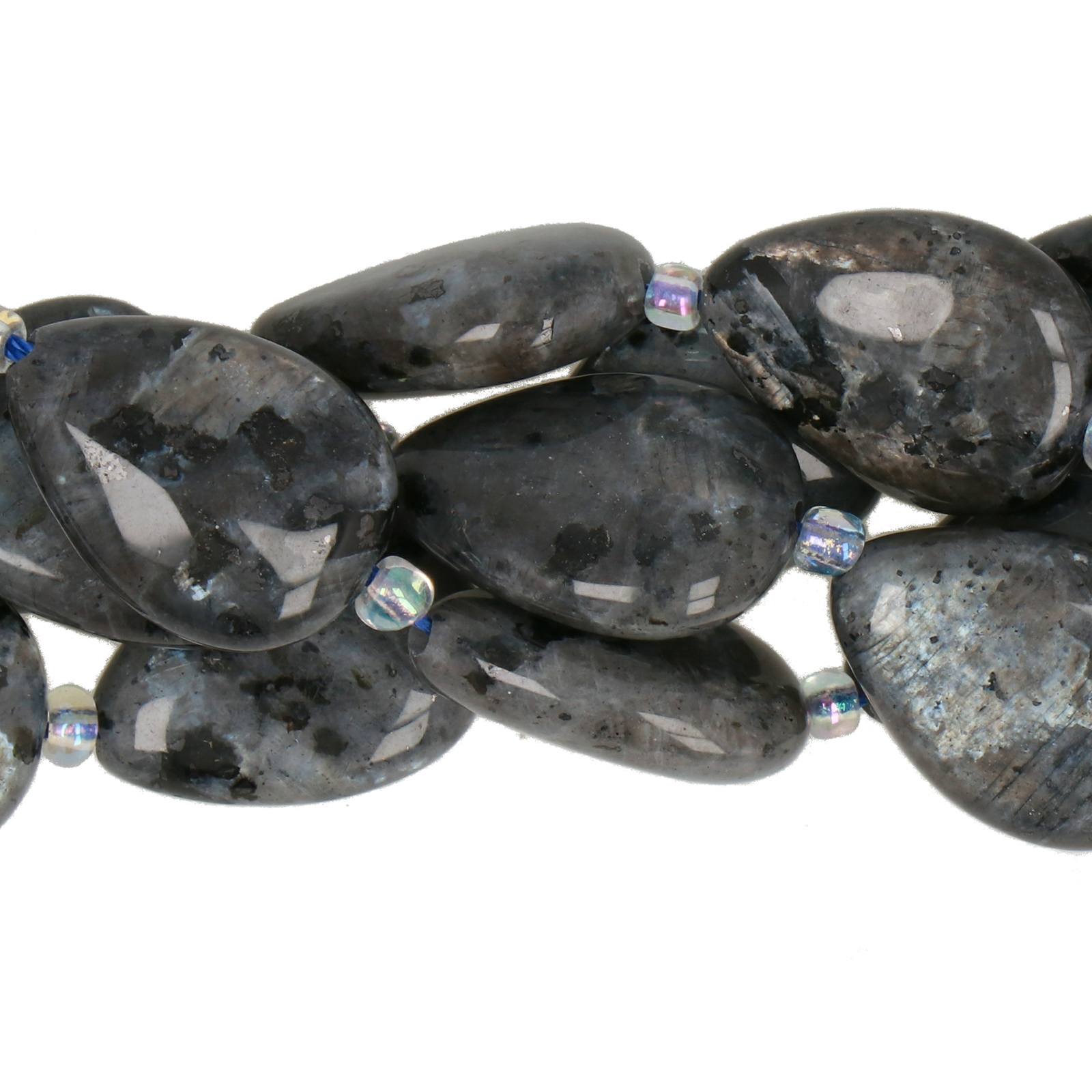 black labradorite smooth drop 18x13mm | 4pc