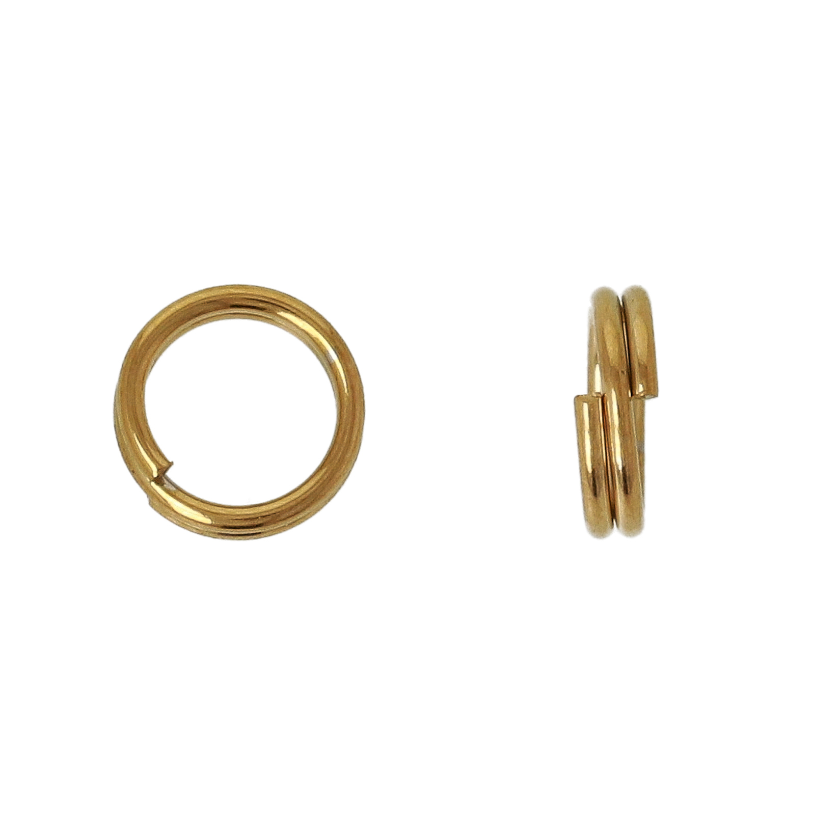 gold plated stainless steel split ring 6mm - diametro 0,7mm | 20pc
