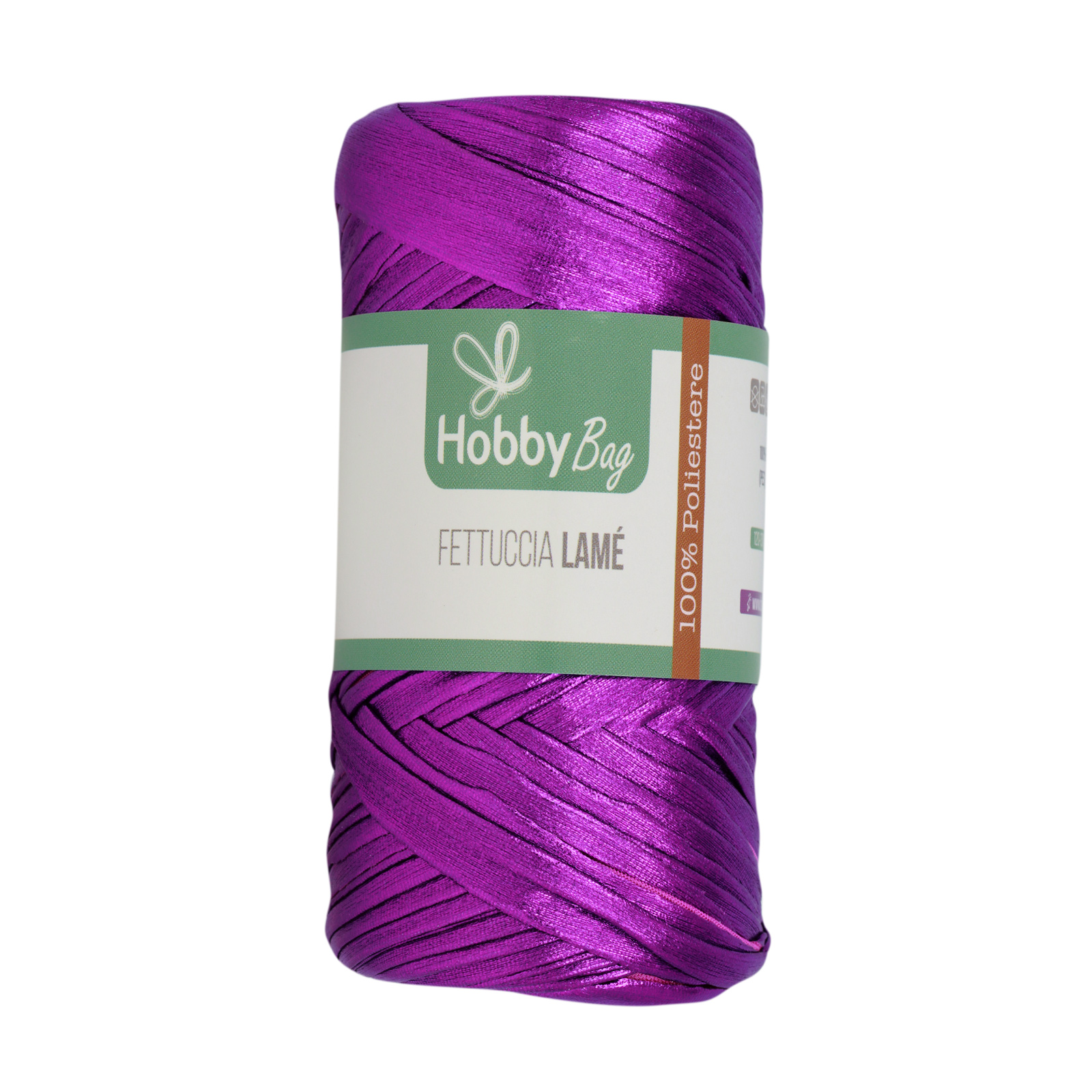 hobbybag t-shirt yarn fettuccia lamè - purple - 120-130gr (50mt) | 1pc