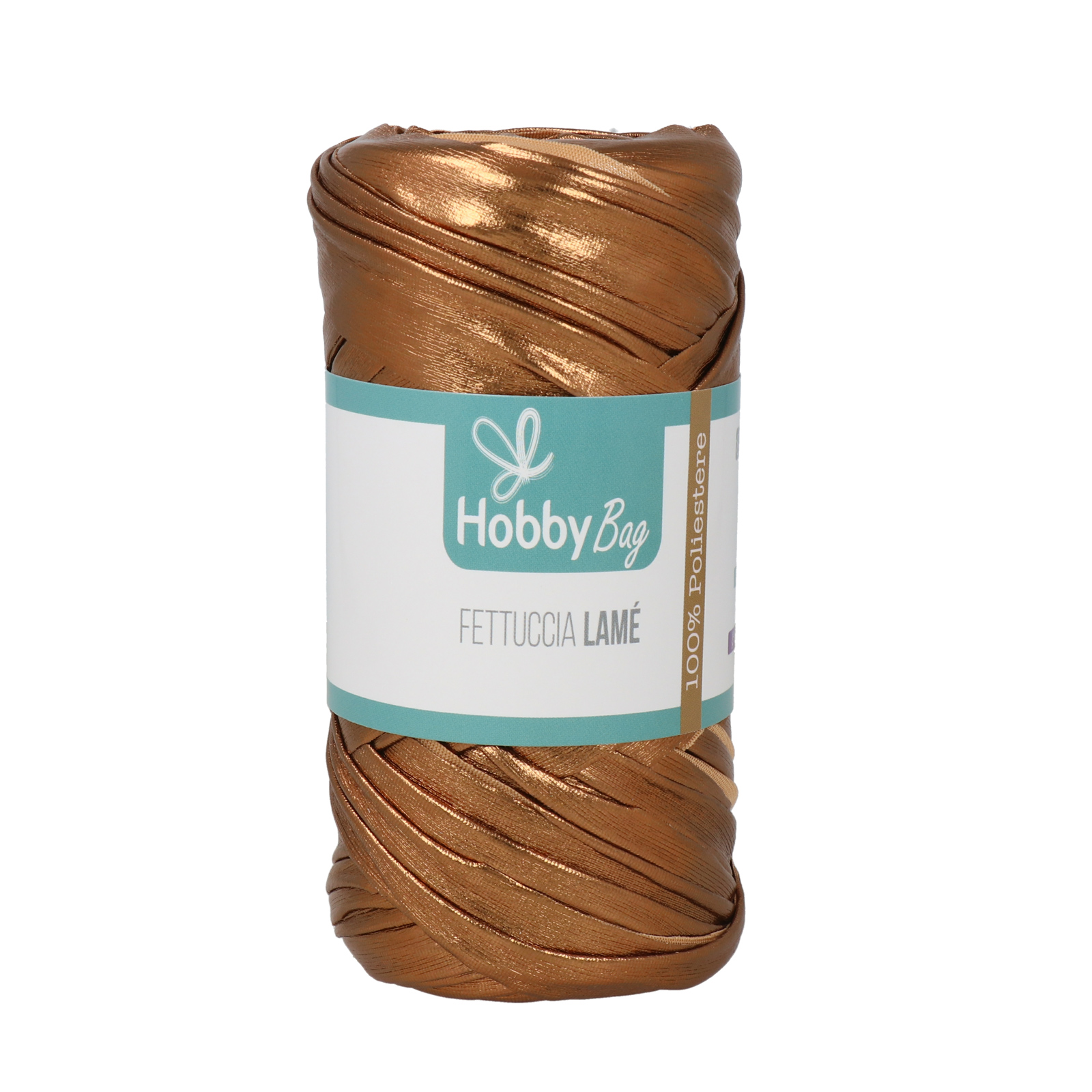 hobbybag t-shirt yarn fettuccia lamè - bronze - 120-130gr (50mt) | 1pc