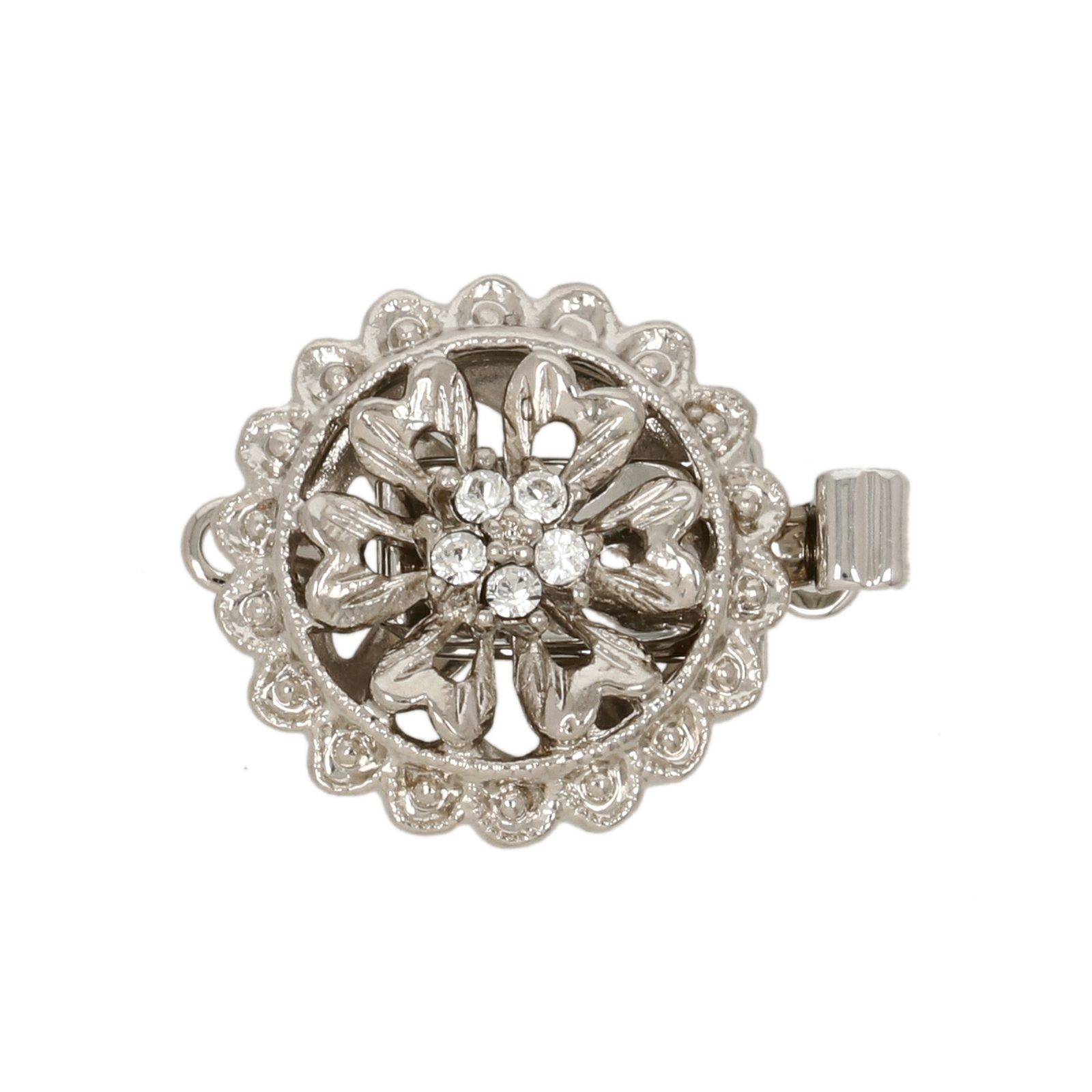 jewel clasp rhodium special plating box clasp with true crystal 14,5mm | 1pc