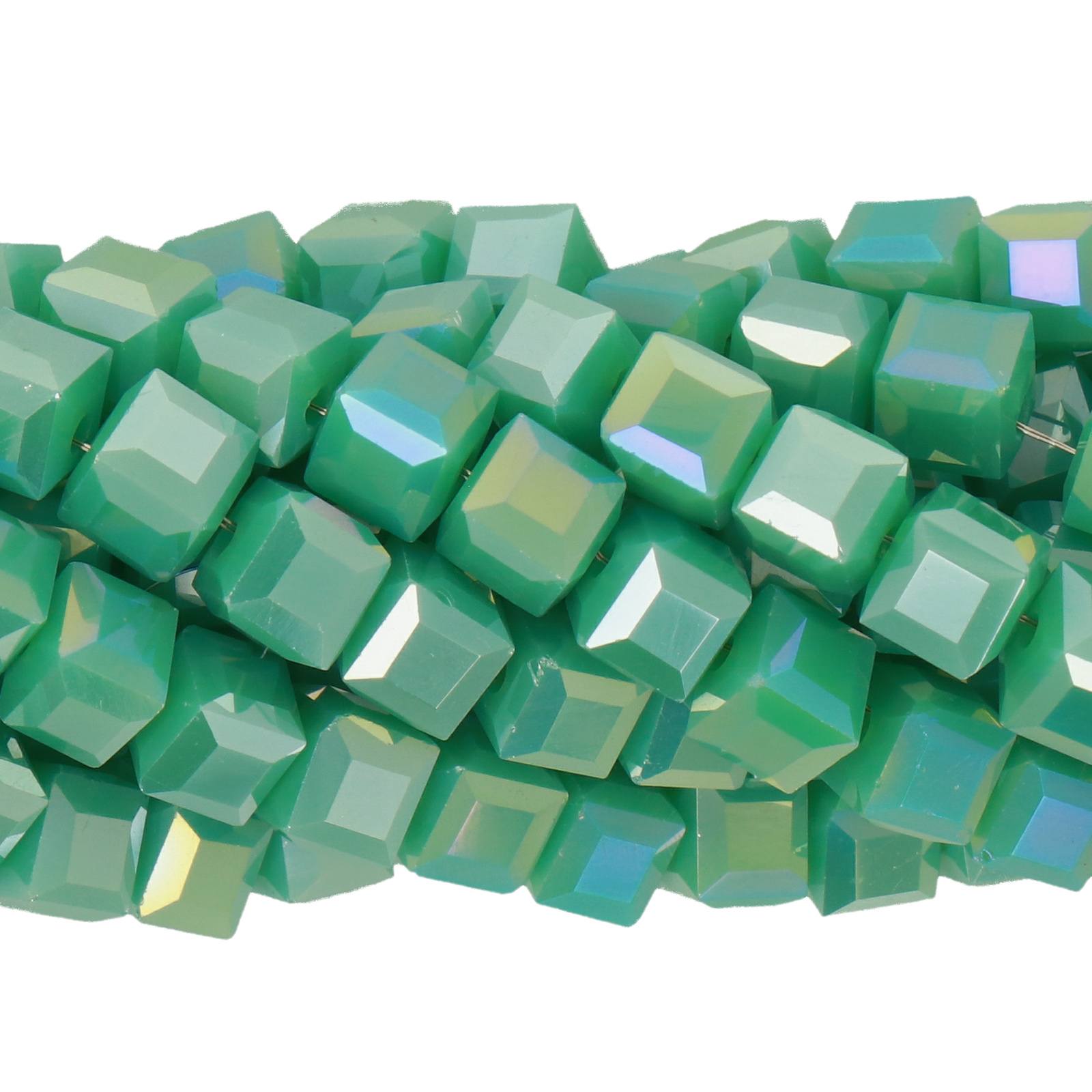 opaque turquoise ab chinese crystal cube 6mm | 30pc