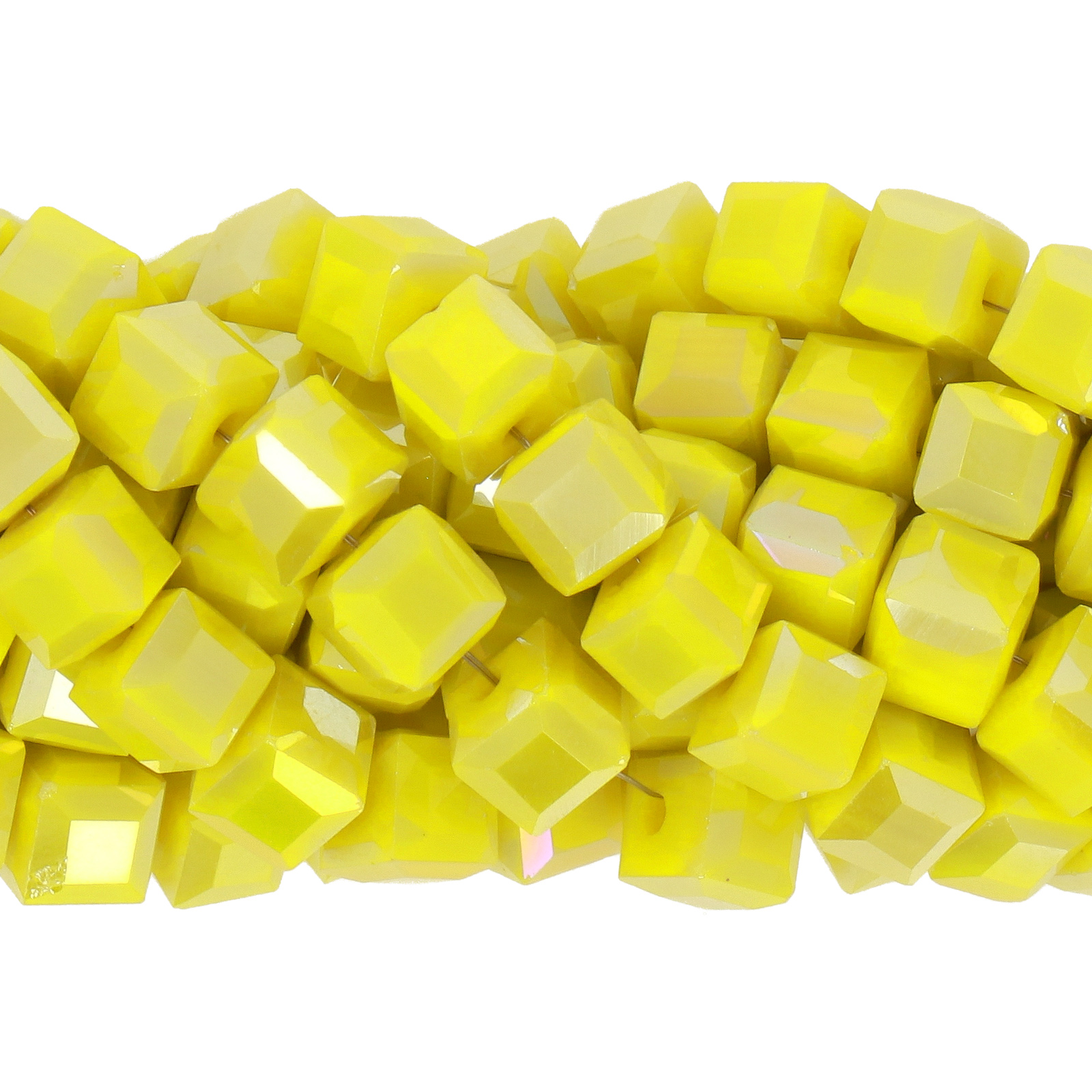 opaque yellow ab chinese crystal cube 6mm | 30pc