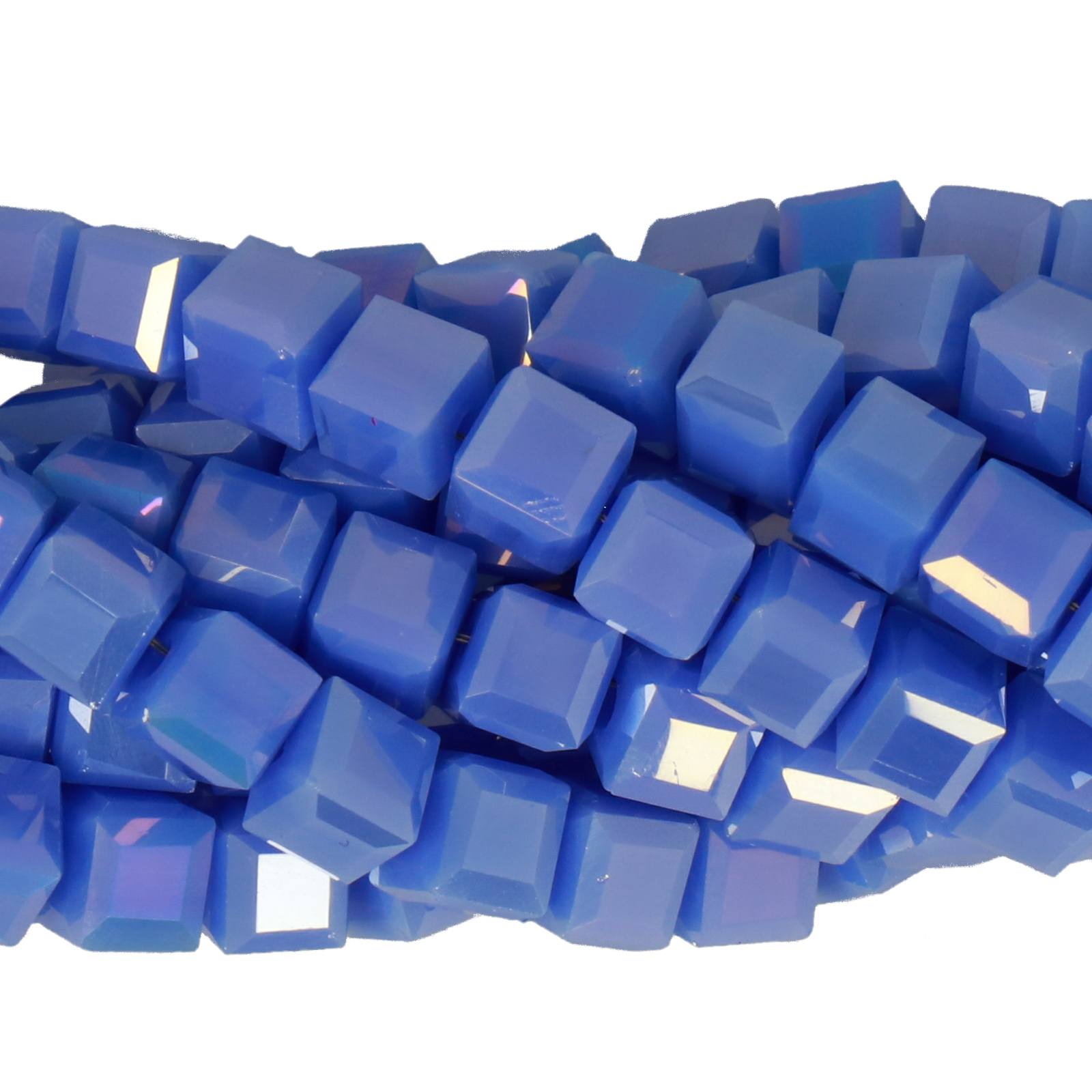 opaque sapphire ab chinese crystal cube 6mm | 30pc