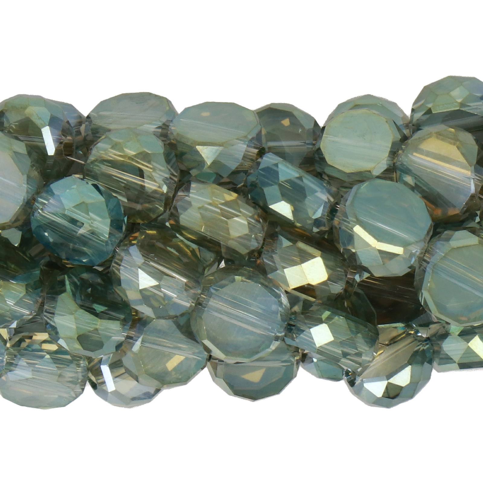 iris green luster chinese crystal coin 7,5mm | 25pc