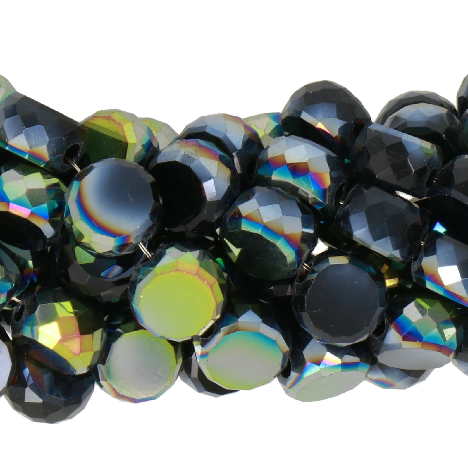 iris black ab chinese crystal coin 7,5mm | 25pc