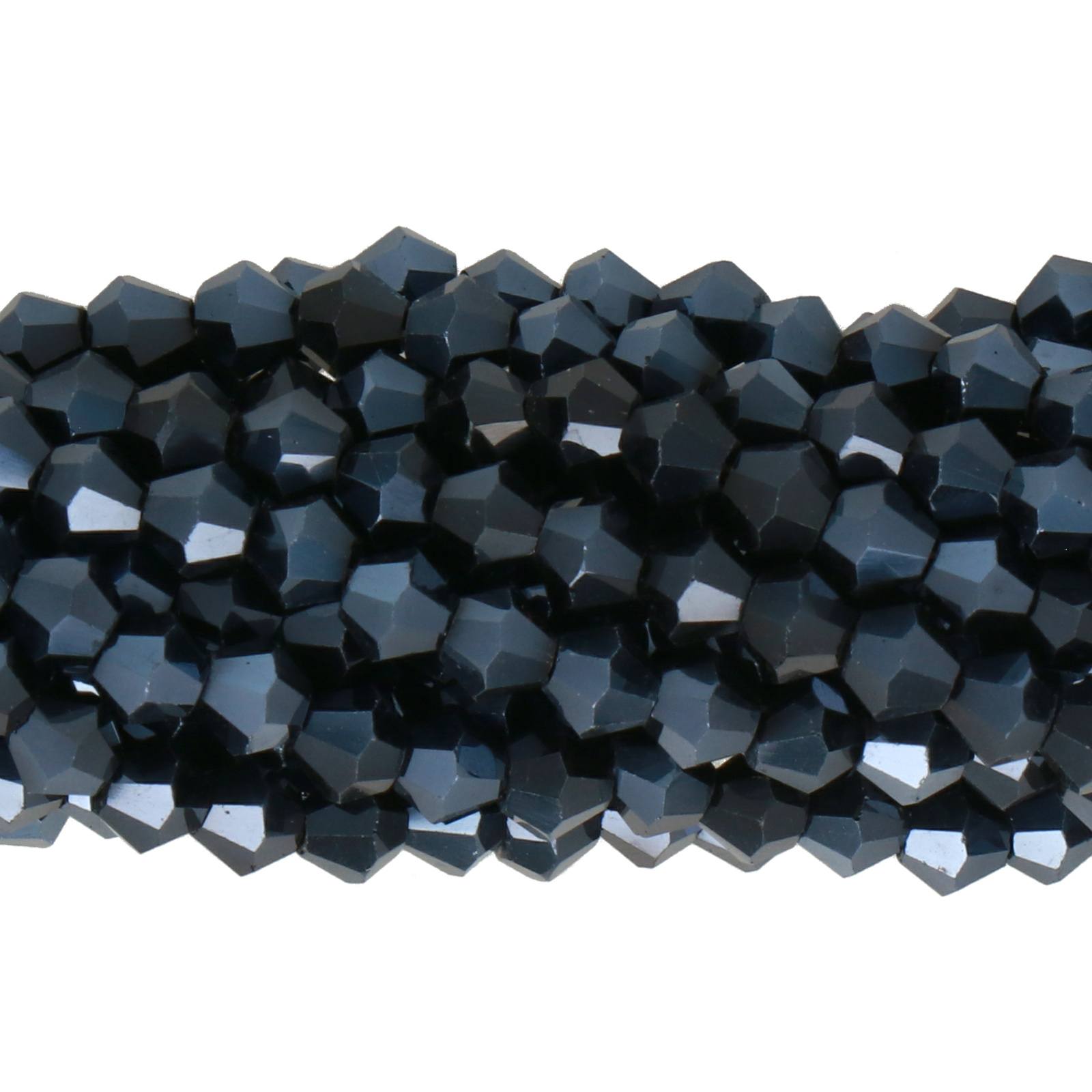hematite chinese crystal faceted bicone 4mm | 1 strand