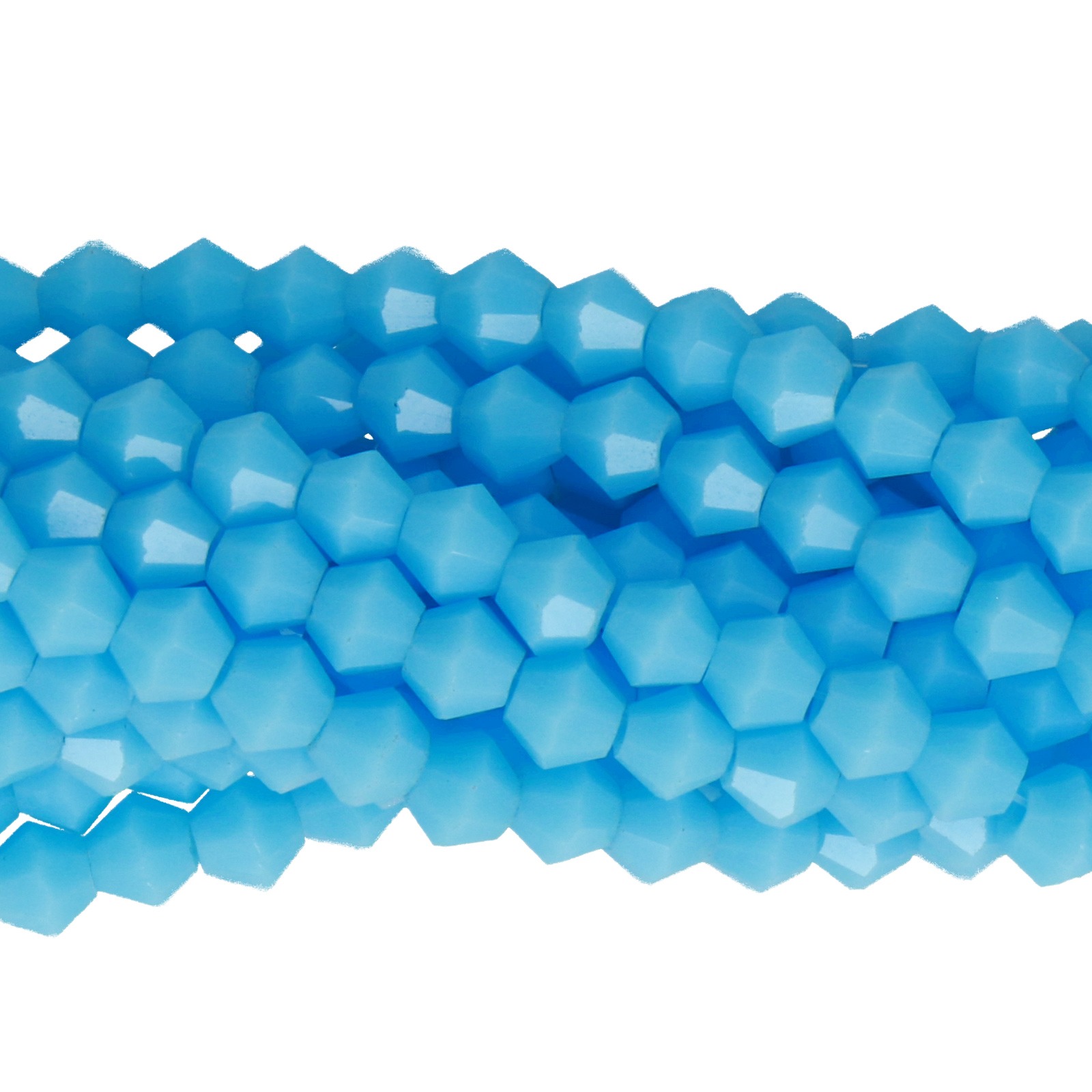 chinese glasperlen facettiertes doppelkegel opaque blue turquoise 4mm | 1-strang