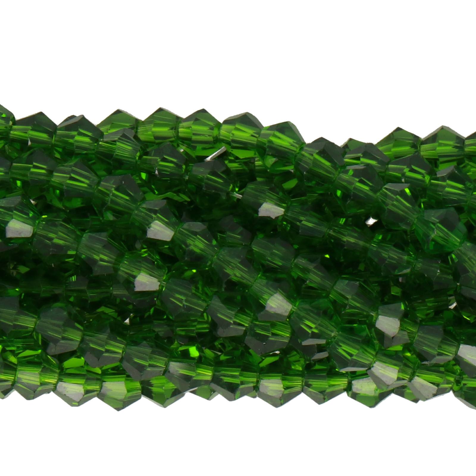 chinese glasperlen facettiertes doppelkegel bottle green 4mm | 1-strang