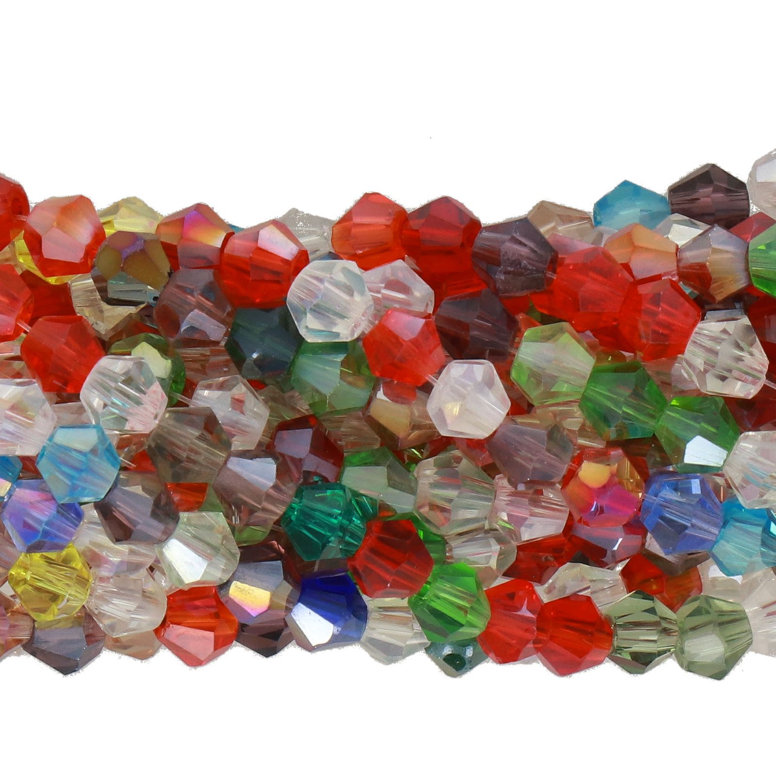 chinese glasperlen facettiertes doppelkegel mix color 4mm | 1-strang