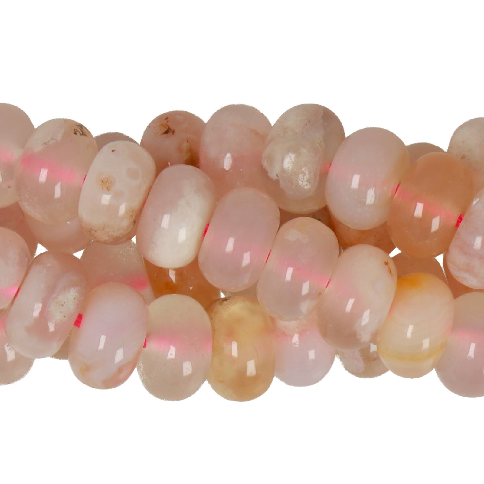 flower agate smooth roundelle 8x5mm | 15/16-inch strand