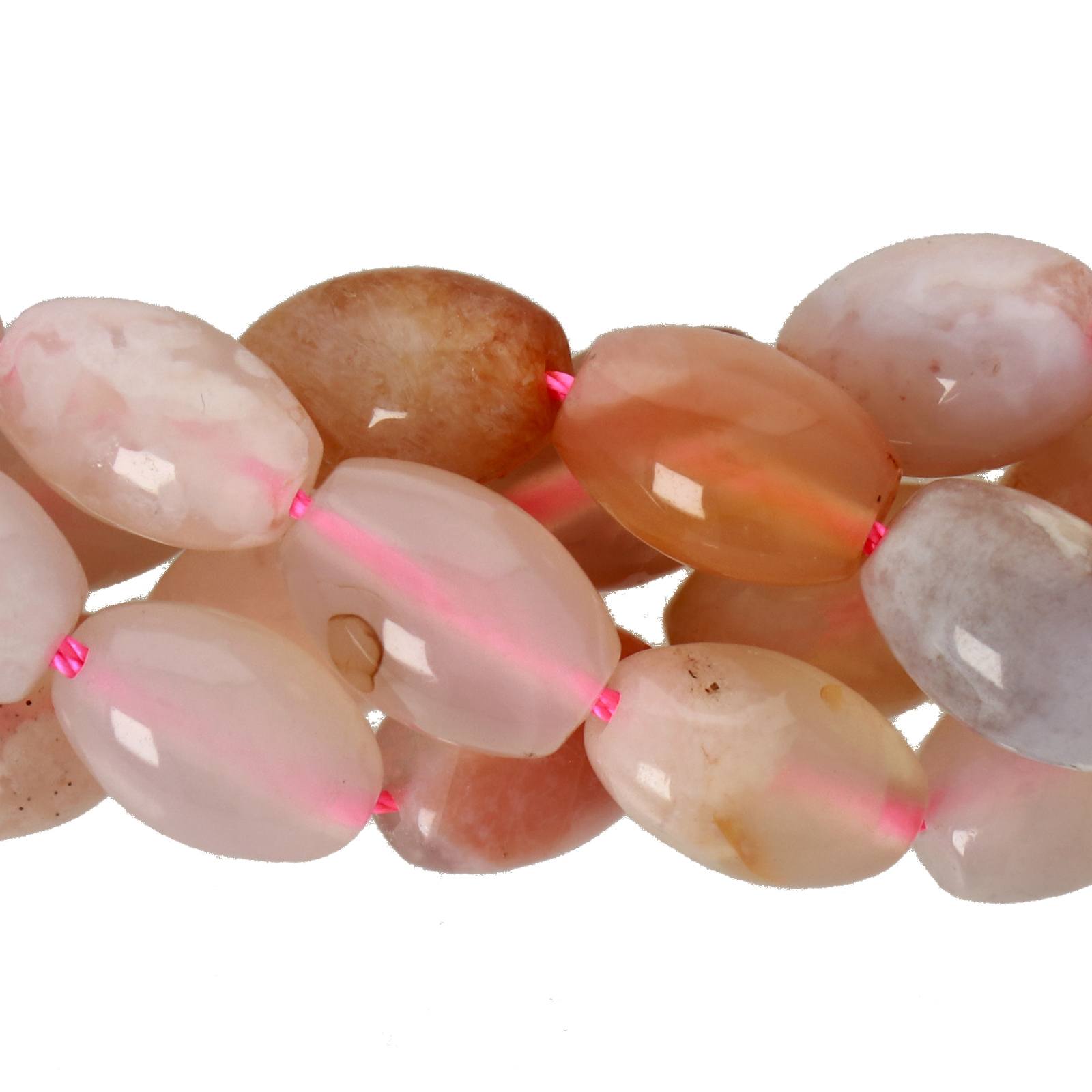 flower agate smooth rice 12x8mm | 15/16-inch strand