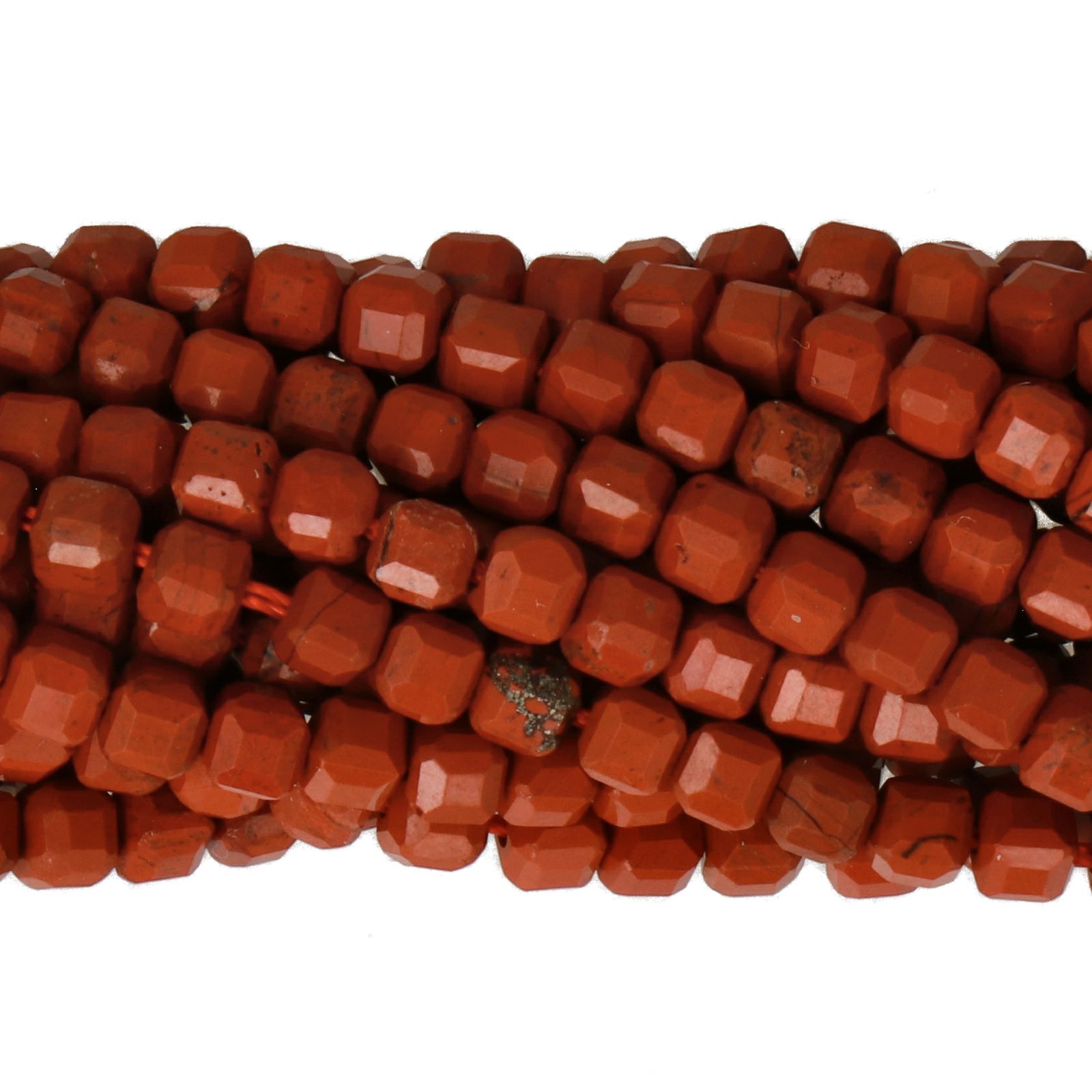 red jasper mini faceted cube 3mm aprox | 15/16-inch strand