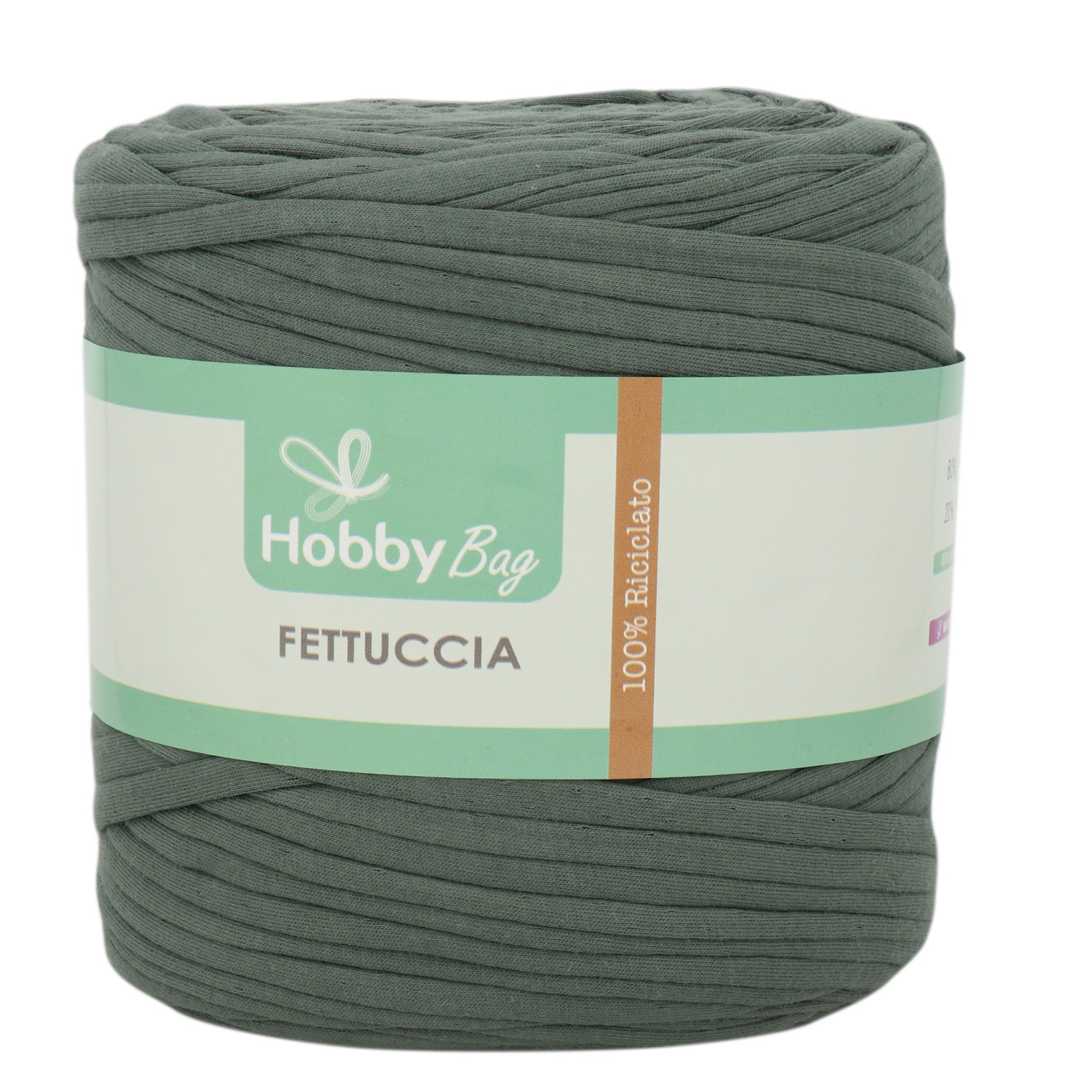 hobbybag t-shirt yarn fettuccia - pond green - 500-800gr (110-130mt) | 1pc