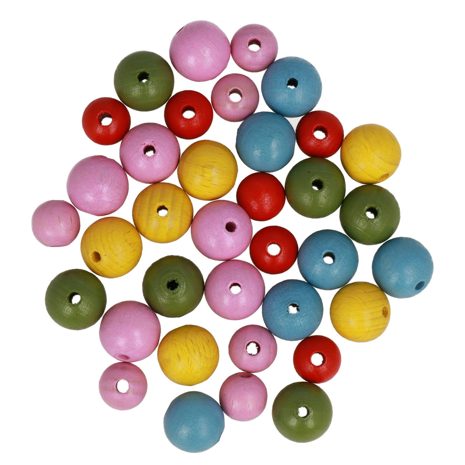 farben holzperlen made in italy multicolor 12-15mm | 36st