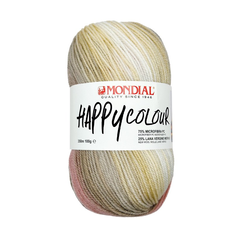 happy colour mondial - cream/pink/sand (490) - 100gr (350mt) | 1pc