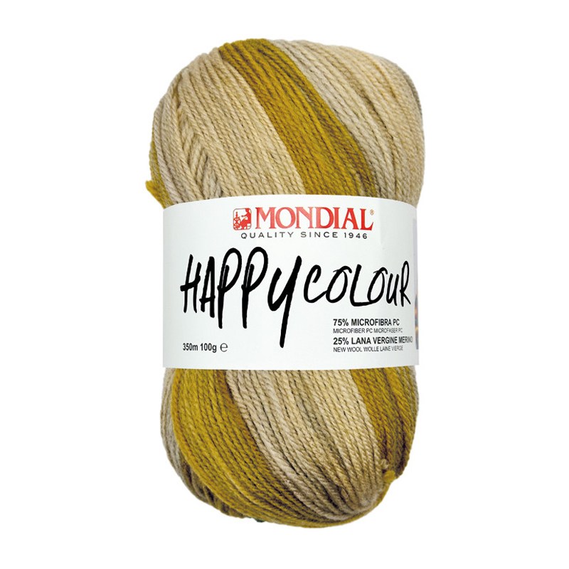happy colour mondial - beige/green/red/purple/mustard (492) - 100gr (350mt) | 1pc