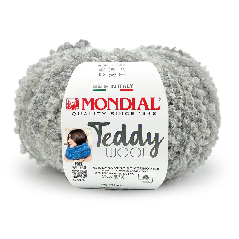 teddy wool mondial - grey (747) - 50gr (110mt) | 1pc
