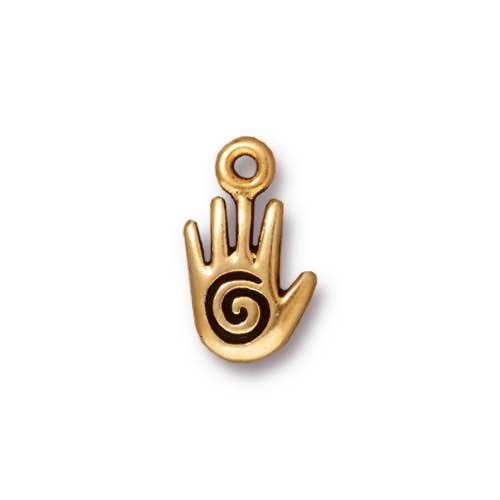 antique gold plated spiral hand charm 10x8mm | 1pc