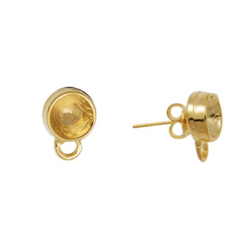 gold plated post earrings with setting 1088 ss39 (8,41mm ) 10mm | 2pc