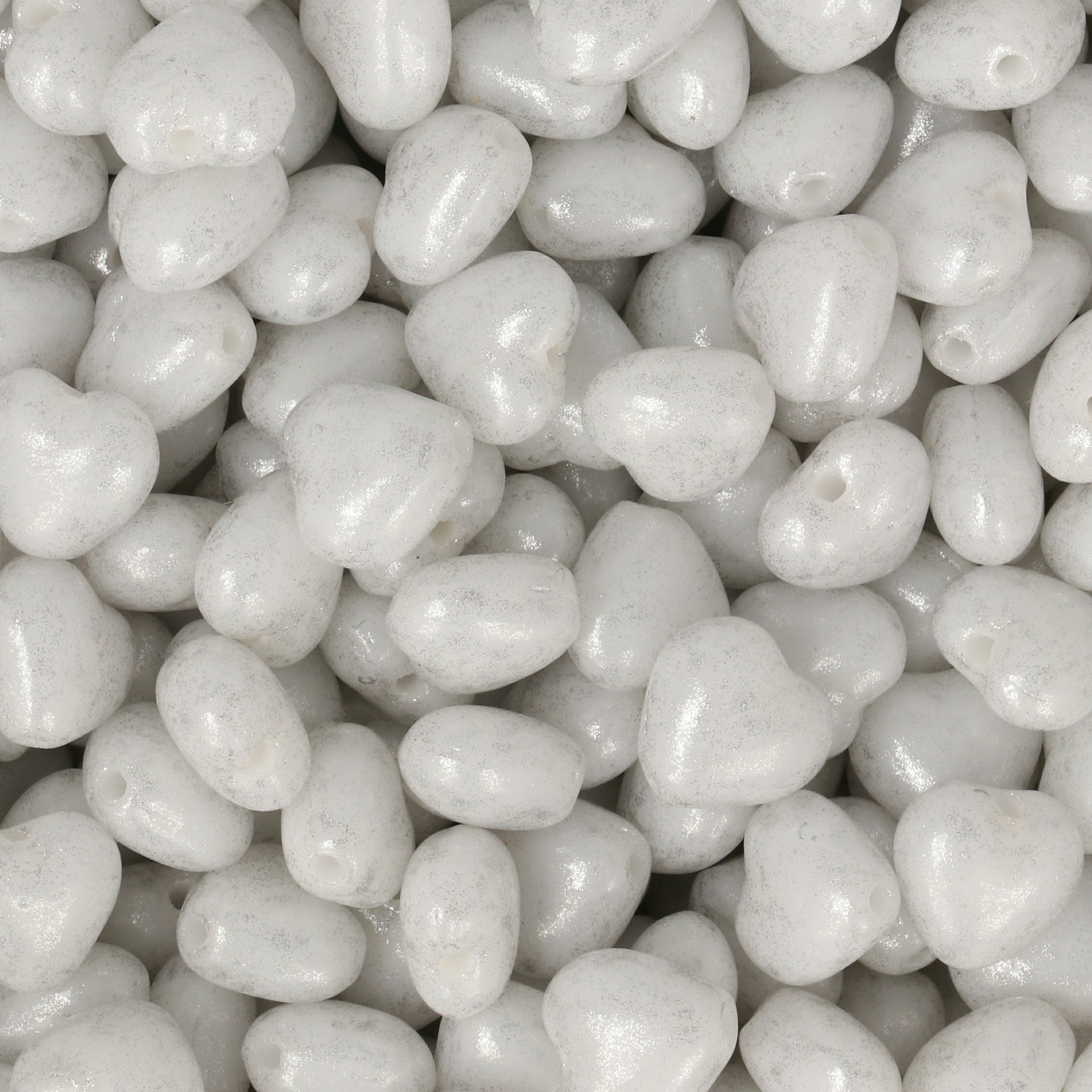 böhmische glasperlen herz white travertin silver 6mm | 50st