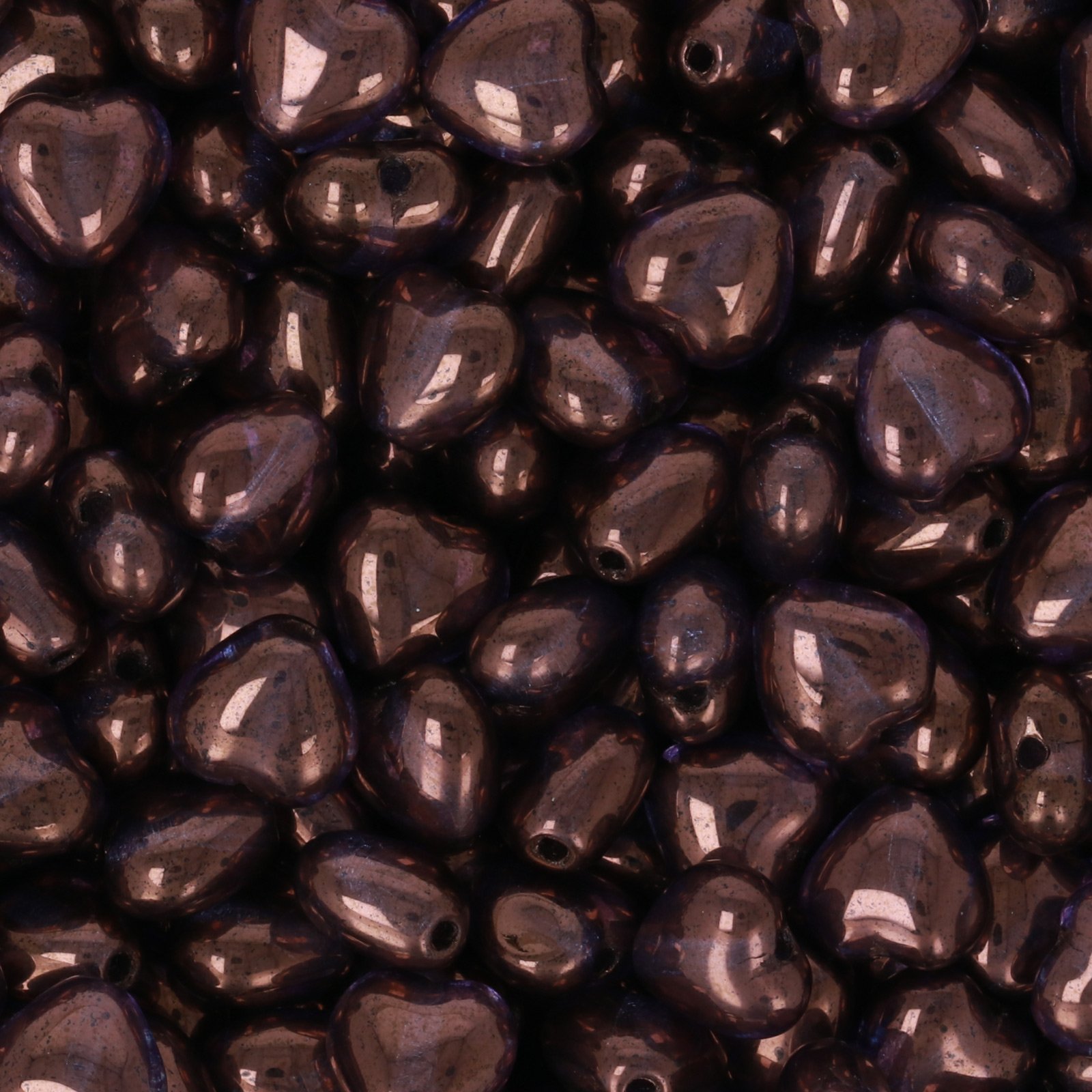 czech heart beads - lila vega luster 6mm | 50pc