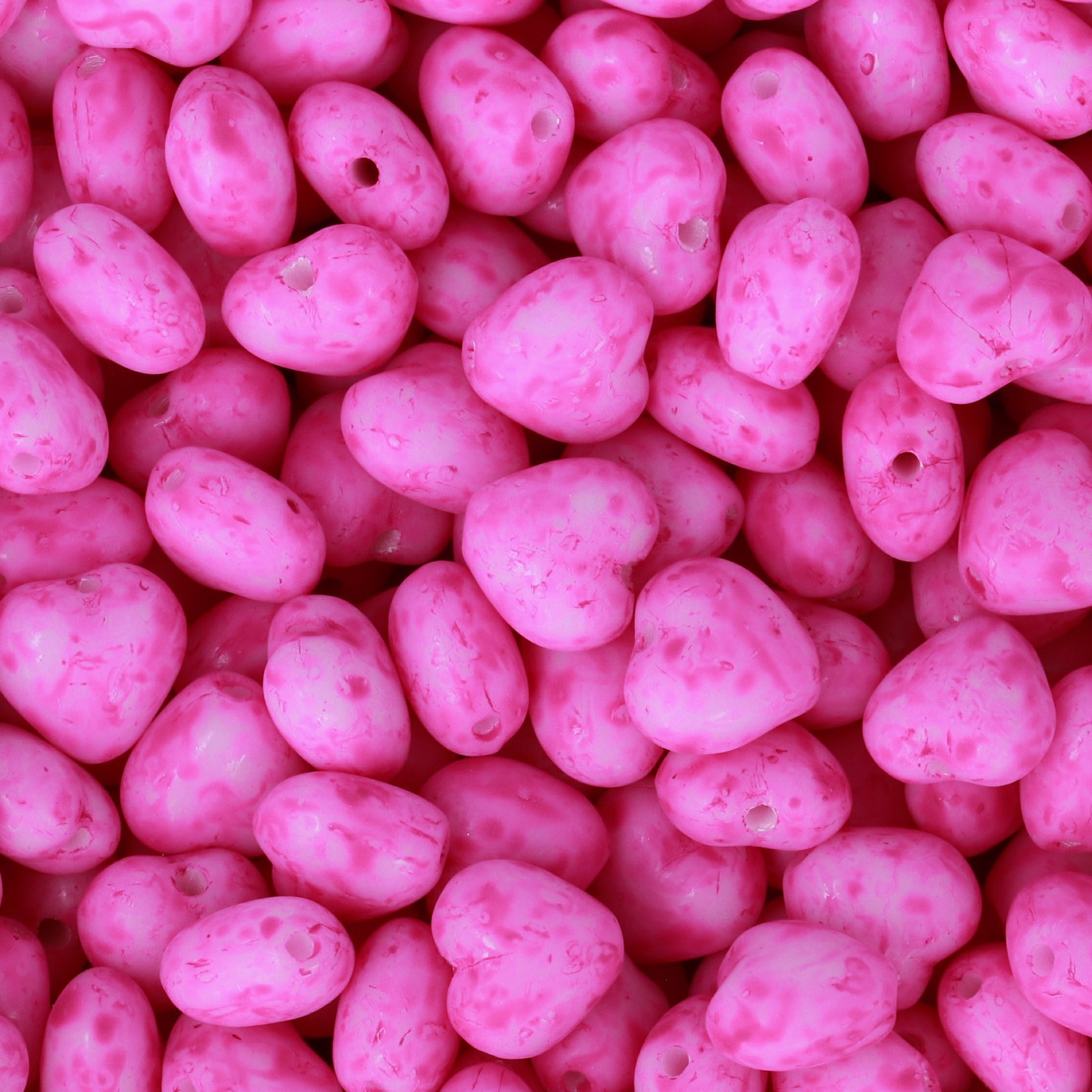 böhmische glasperlen herz white travertin hot pink 6mm | 50st