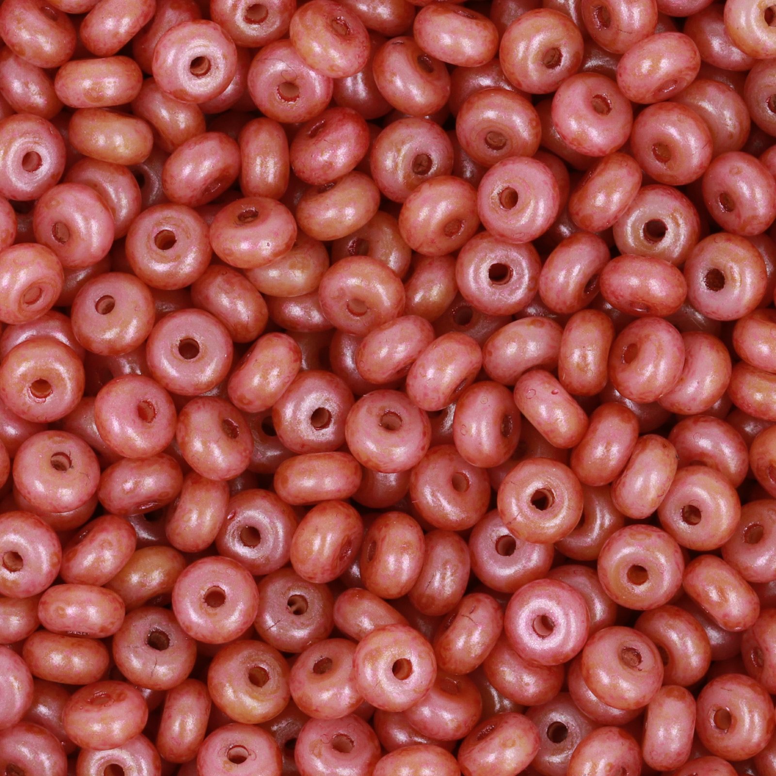 czech roundelle beads - rose spotted 4x2,5mm | 100pc