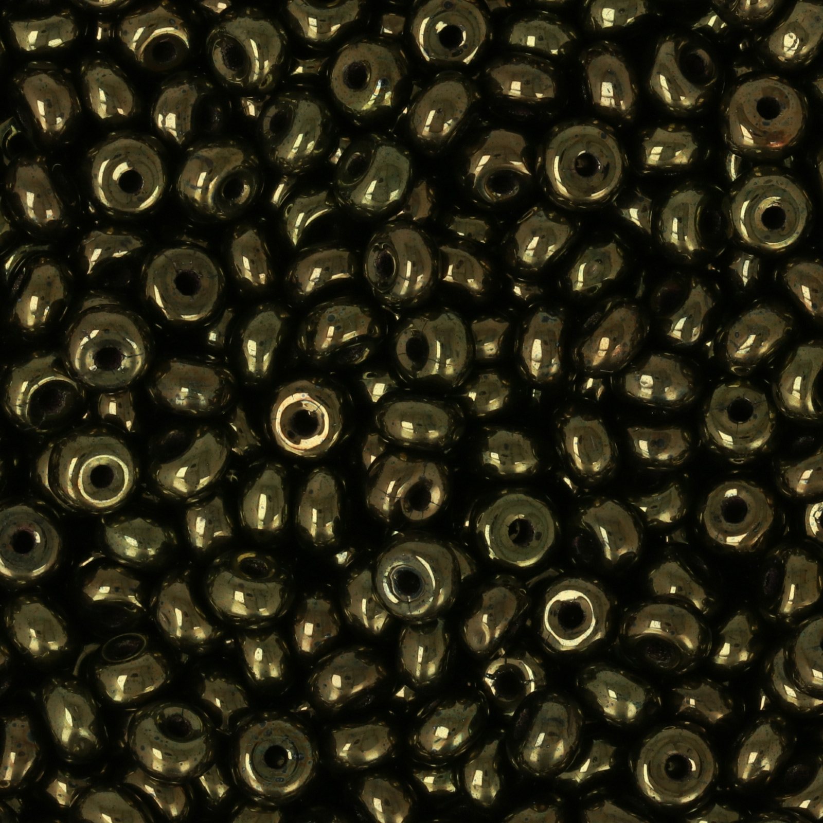 czech roundelle beads - luster metallic olivine 4x2,5mm | 100pc