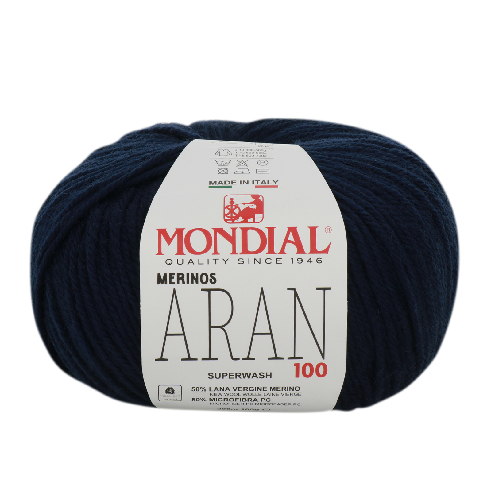 merinos aran 100 mondial - blue (417) - 100gr (200mt) | 1pc