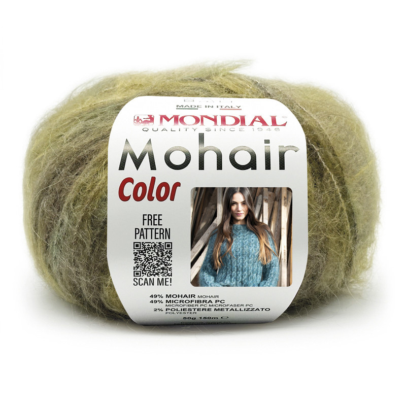 mohair color mondial - green/mustard (894) - 50gr (150mt) | 1pc
