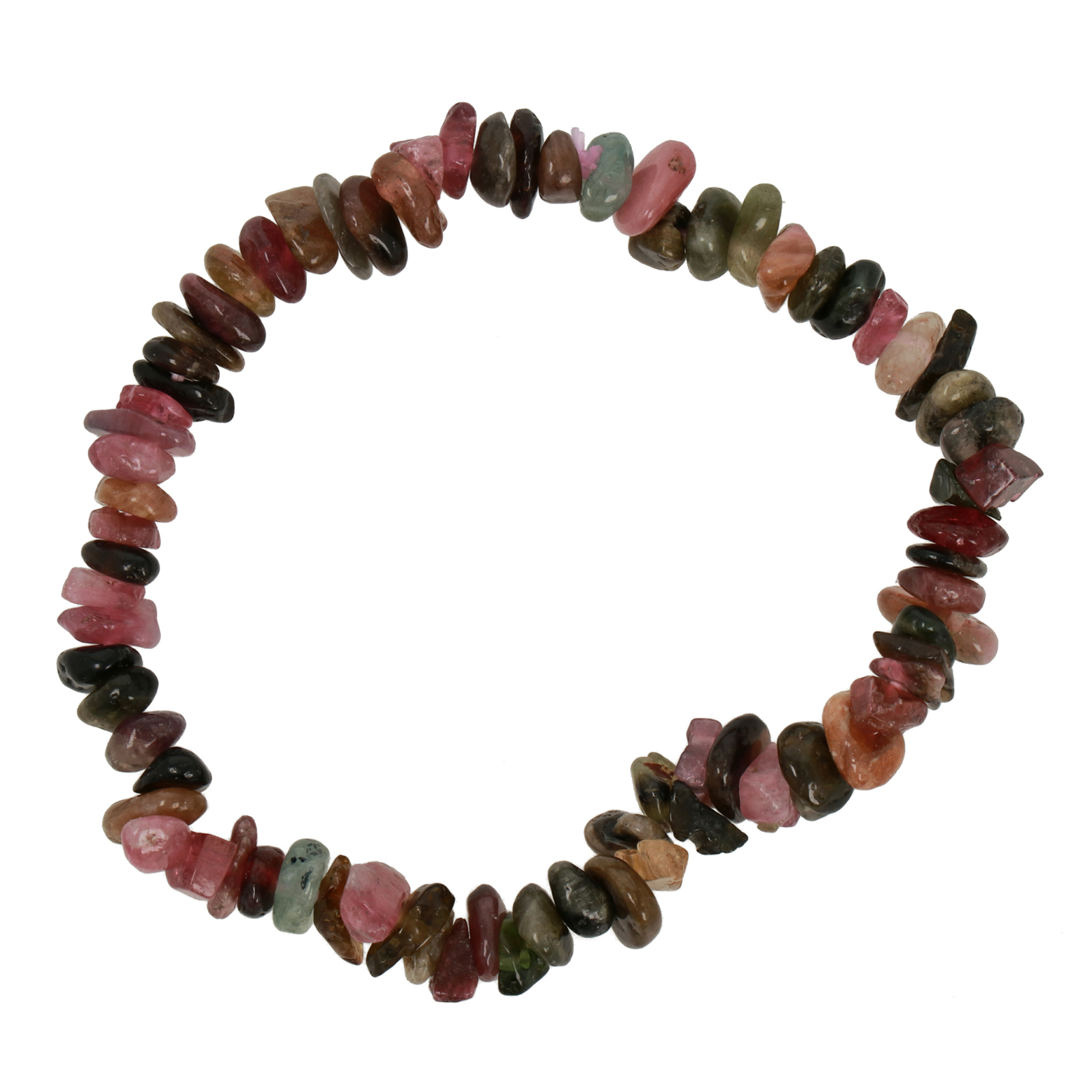 multicolor tourmaline elastic bracelets chips 5-10mm | 1pc