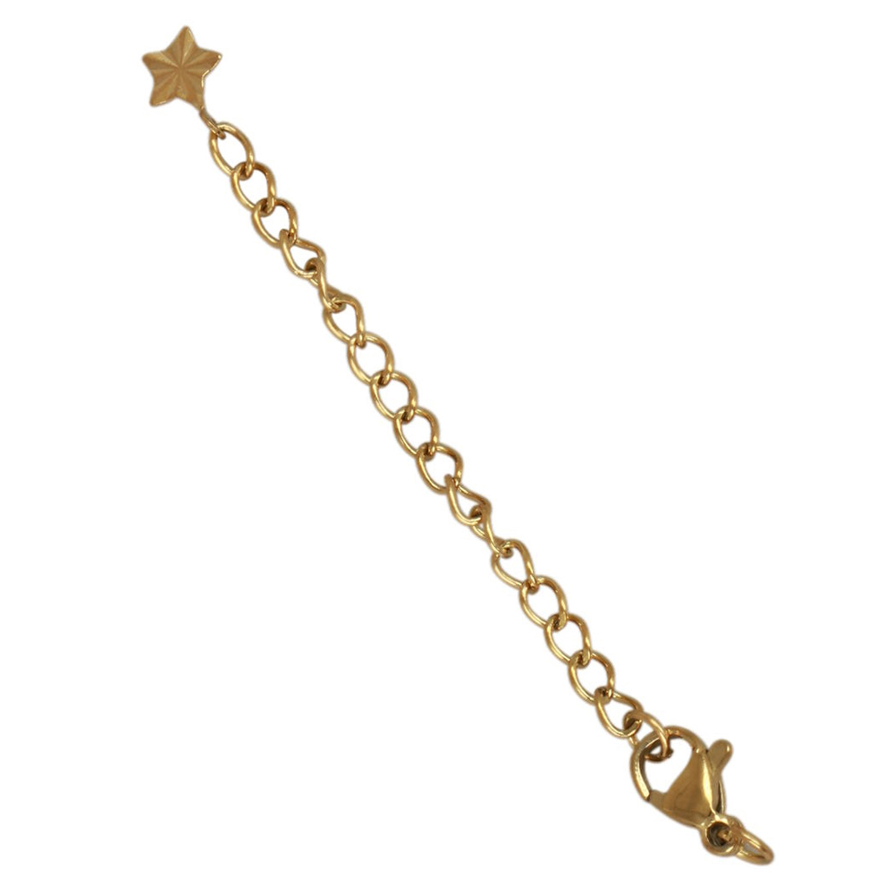 gold plated stainless steel trigger clasp 10mm - chain extender 5cm with star 6mm | 4pc
